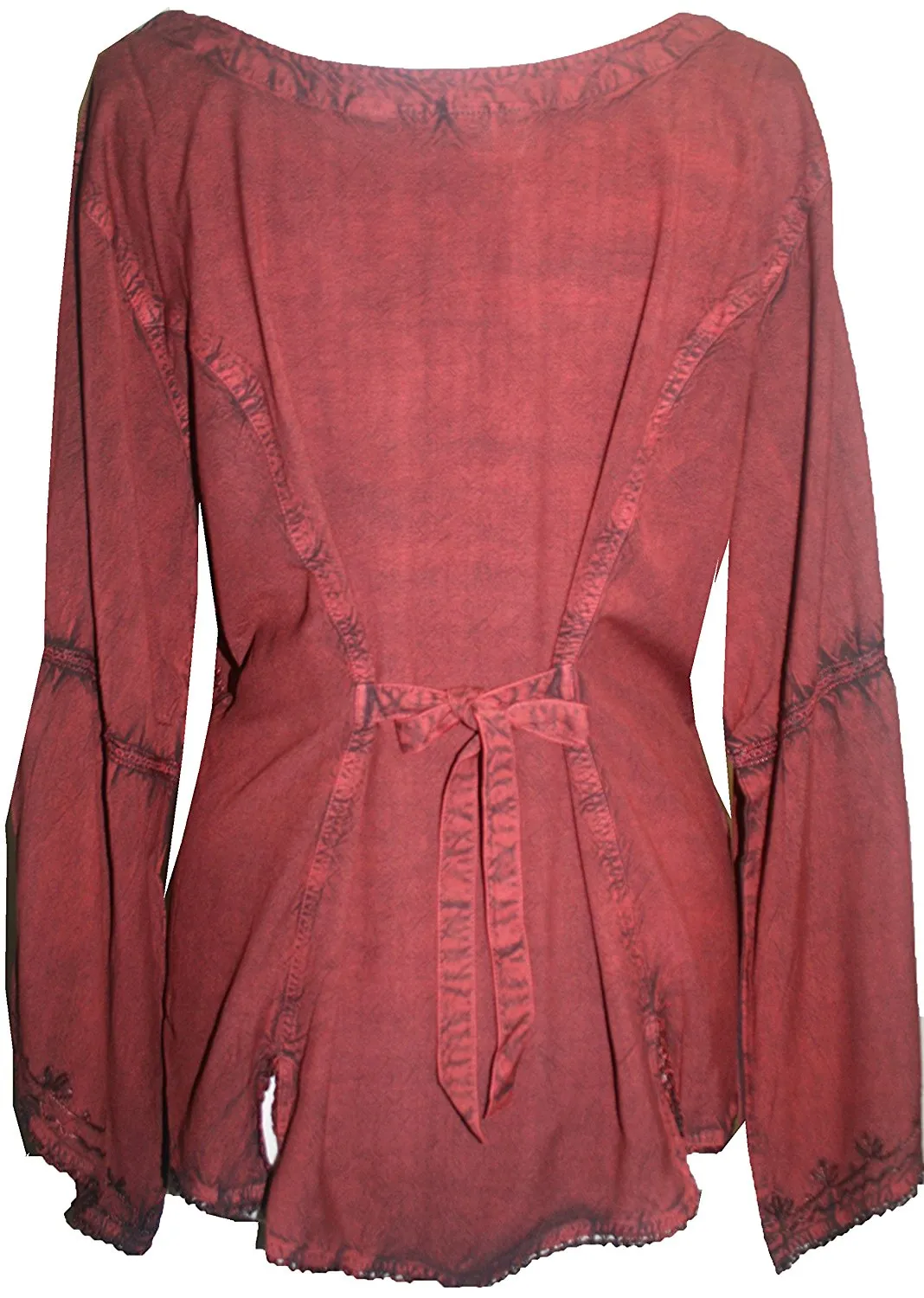 102 B Flower Color Embroidered Button Down Gothic Blouse
