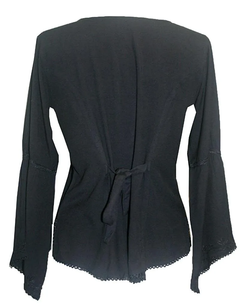 102 B Flower Color Embroidered Button Down Gothic Blouse