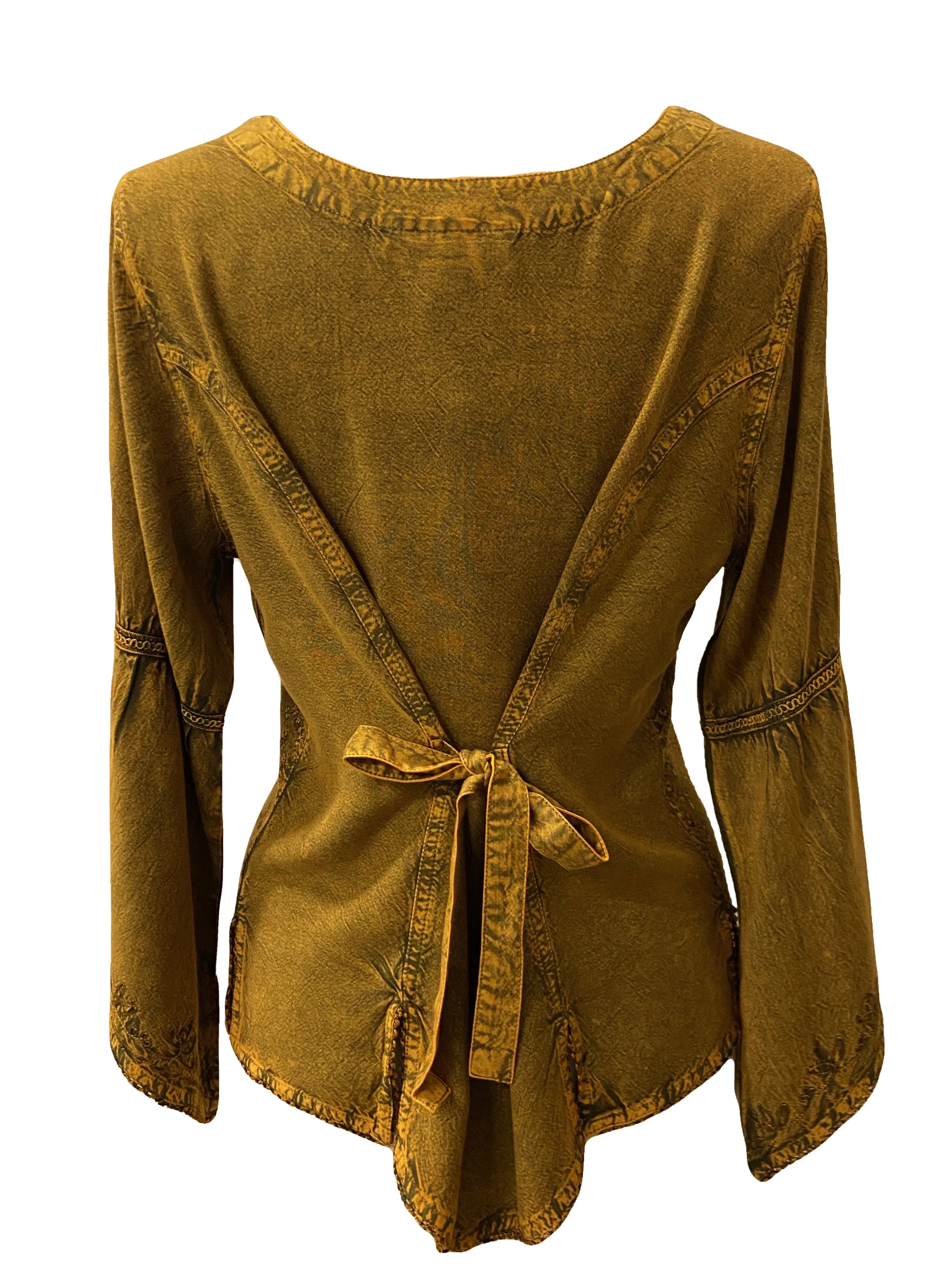 102 B Flower Color Embroidered Button Down Gothic Blouse