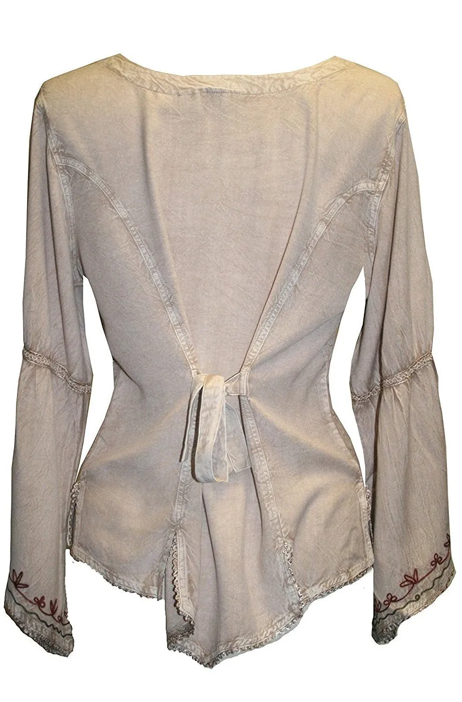 102 B Flower Color Embroidered Button Down Gothic Blouse