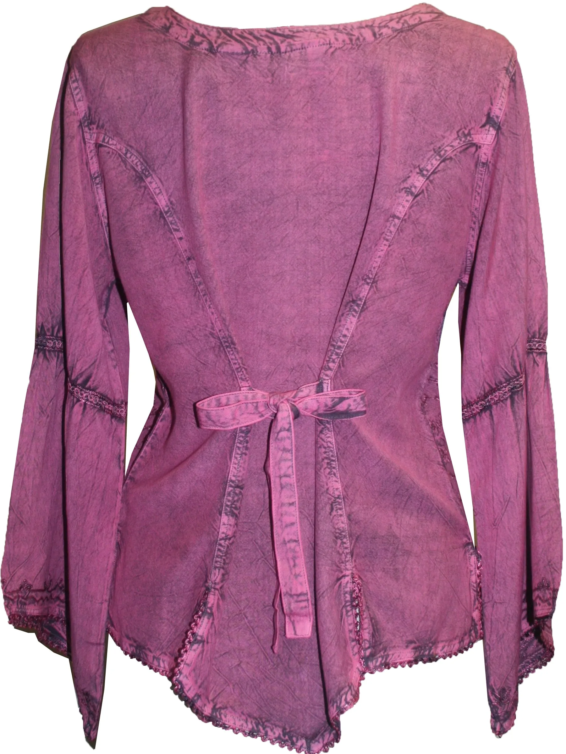 102 B Flower Color Embroidered Button Down Gothic Blouse