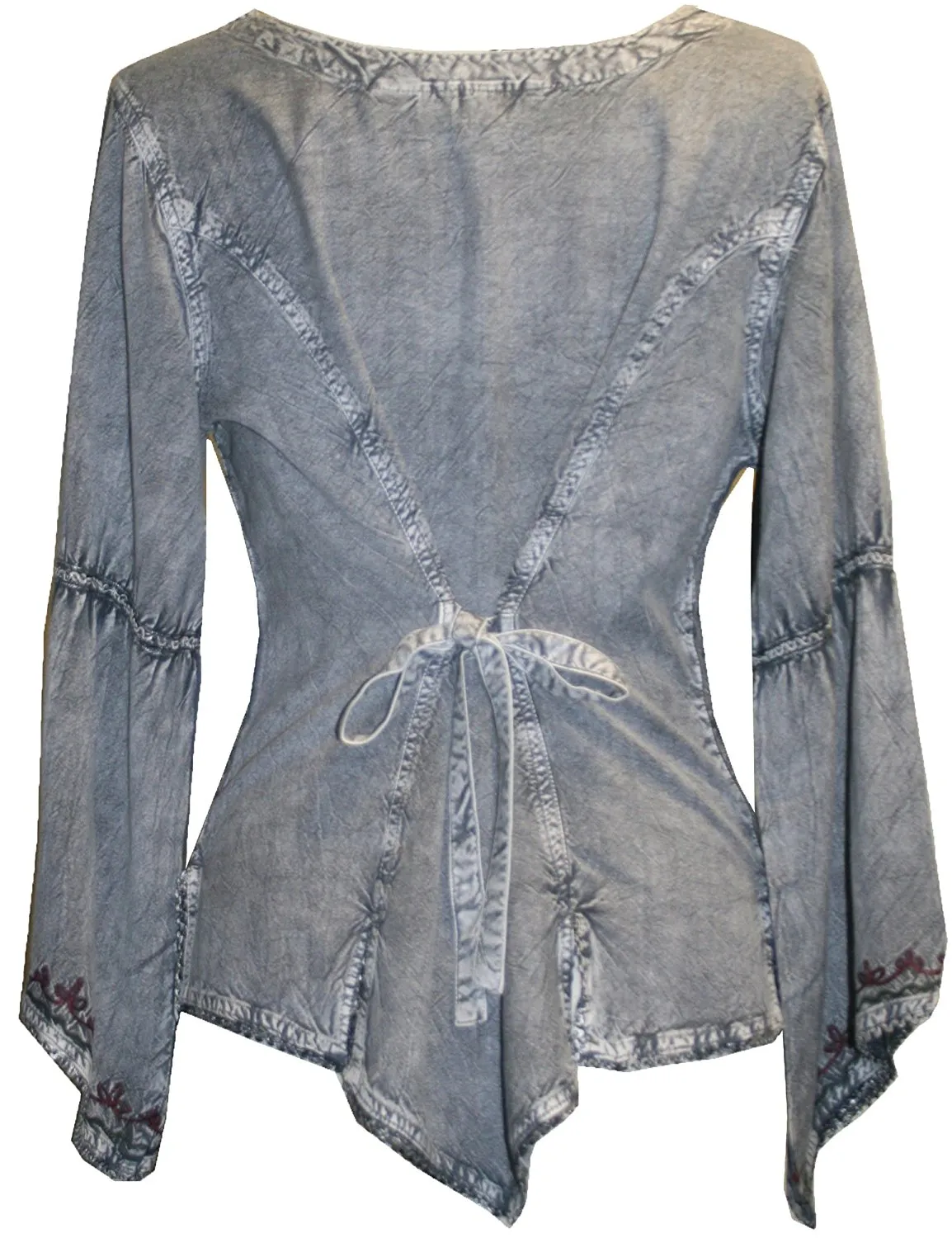 102 B Flower Color Embroidered Button Down Gothic Blouse