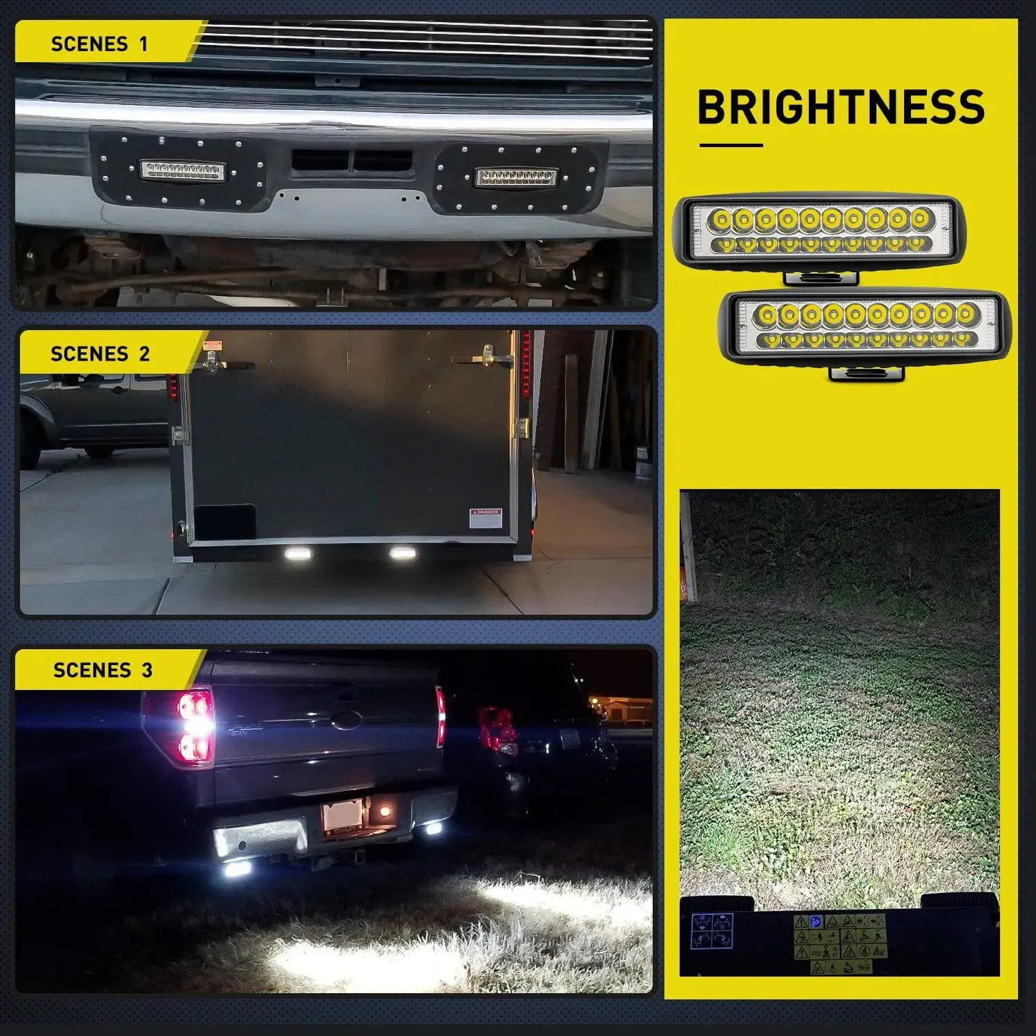 6 Inch 60W 3000LM Double Row Spot Led Work Lights (Pair)