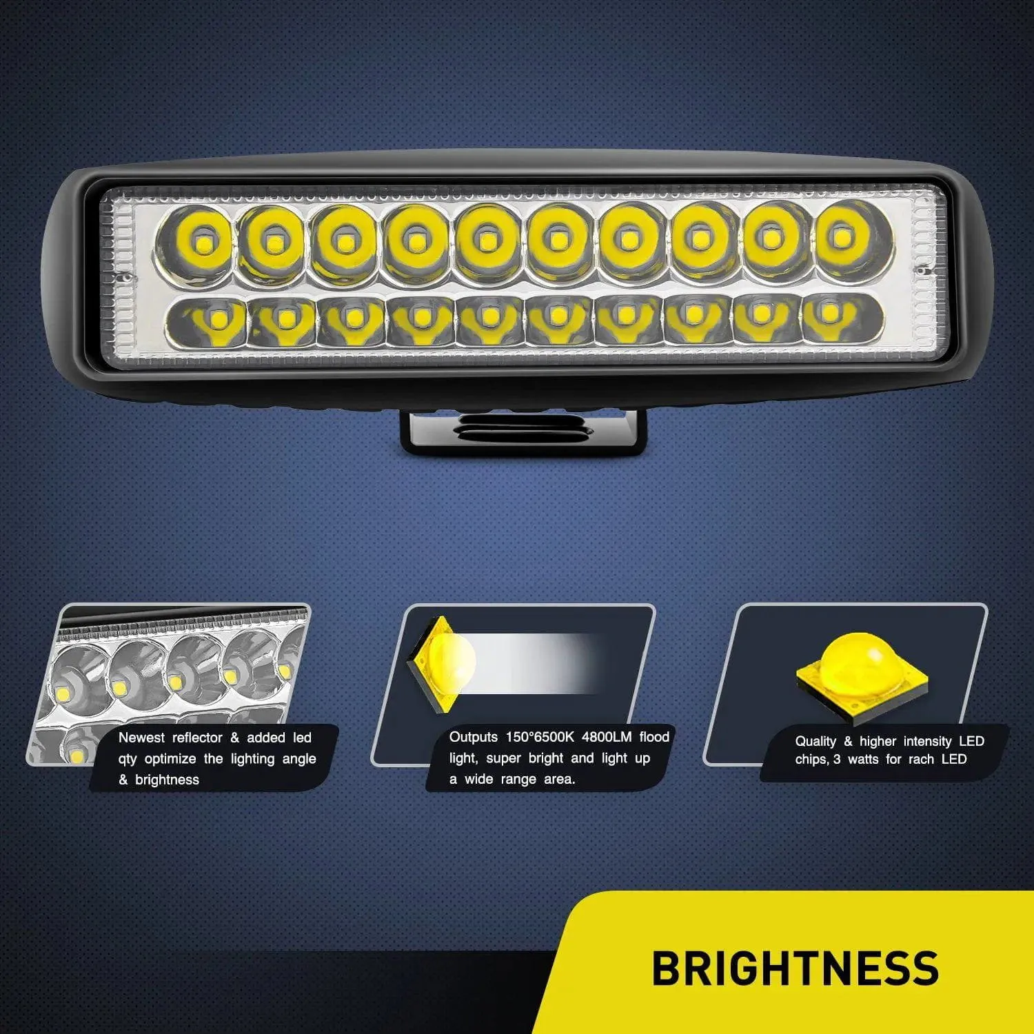 6 Inch 60W 3000LM Double Row Spot Led Work Lights (Pair)