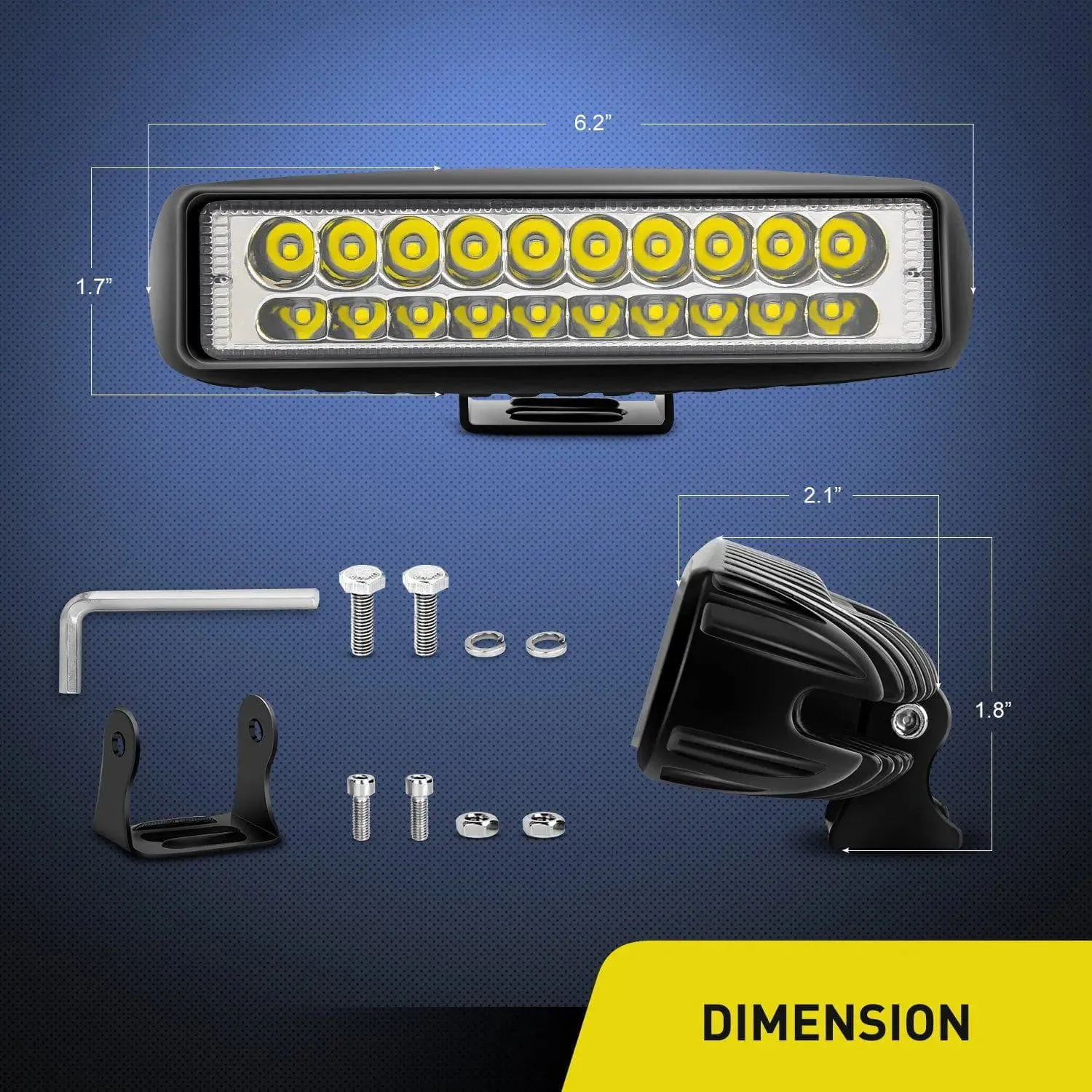 6 Inch 60W 3000LM Double Row Spot Led Work Lights (Pair)