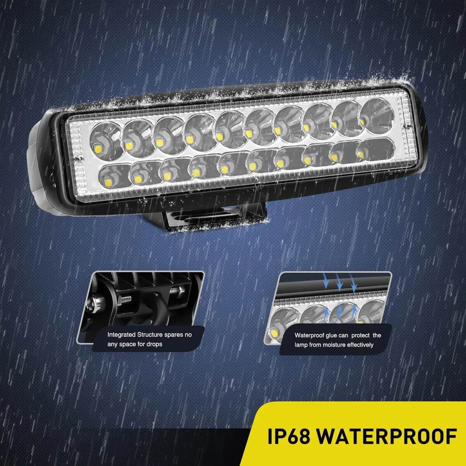 6 Inch 60W 3000LM Double Row Spot Led Work Lights (Pair)