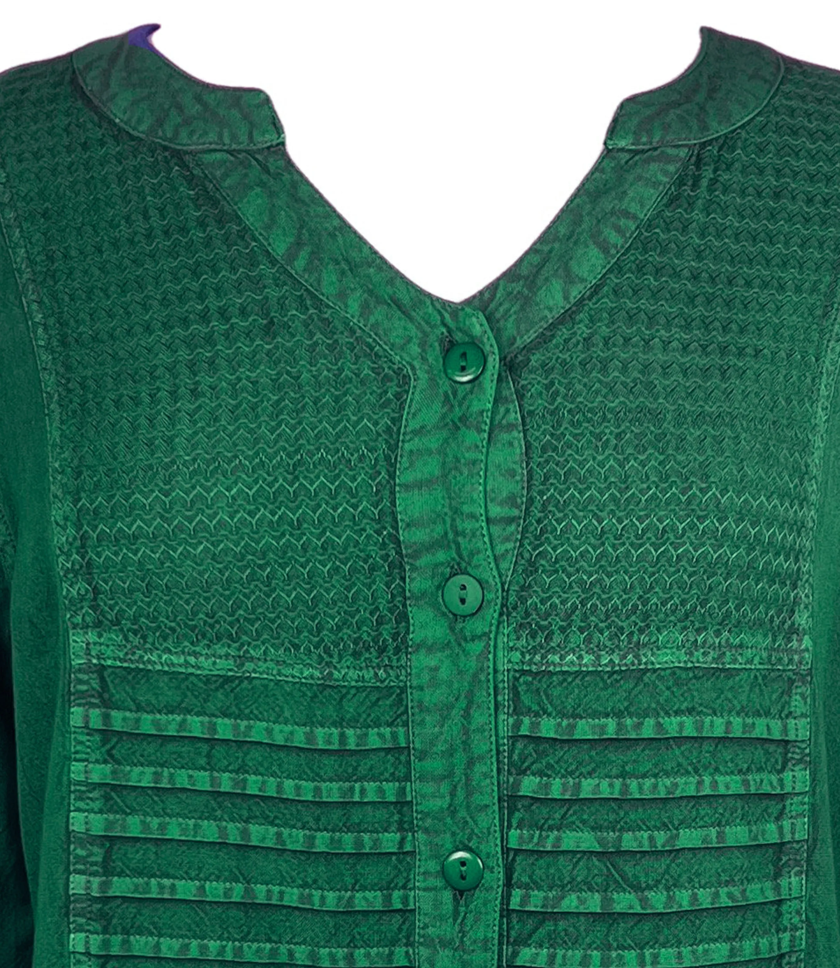 9004 B Women's Bohemian Vintage Sweet Heart Button Down Embroidered Pleated Blouse