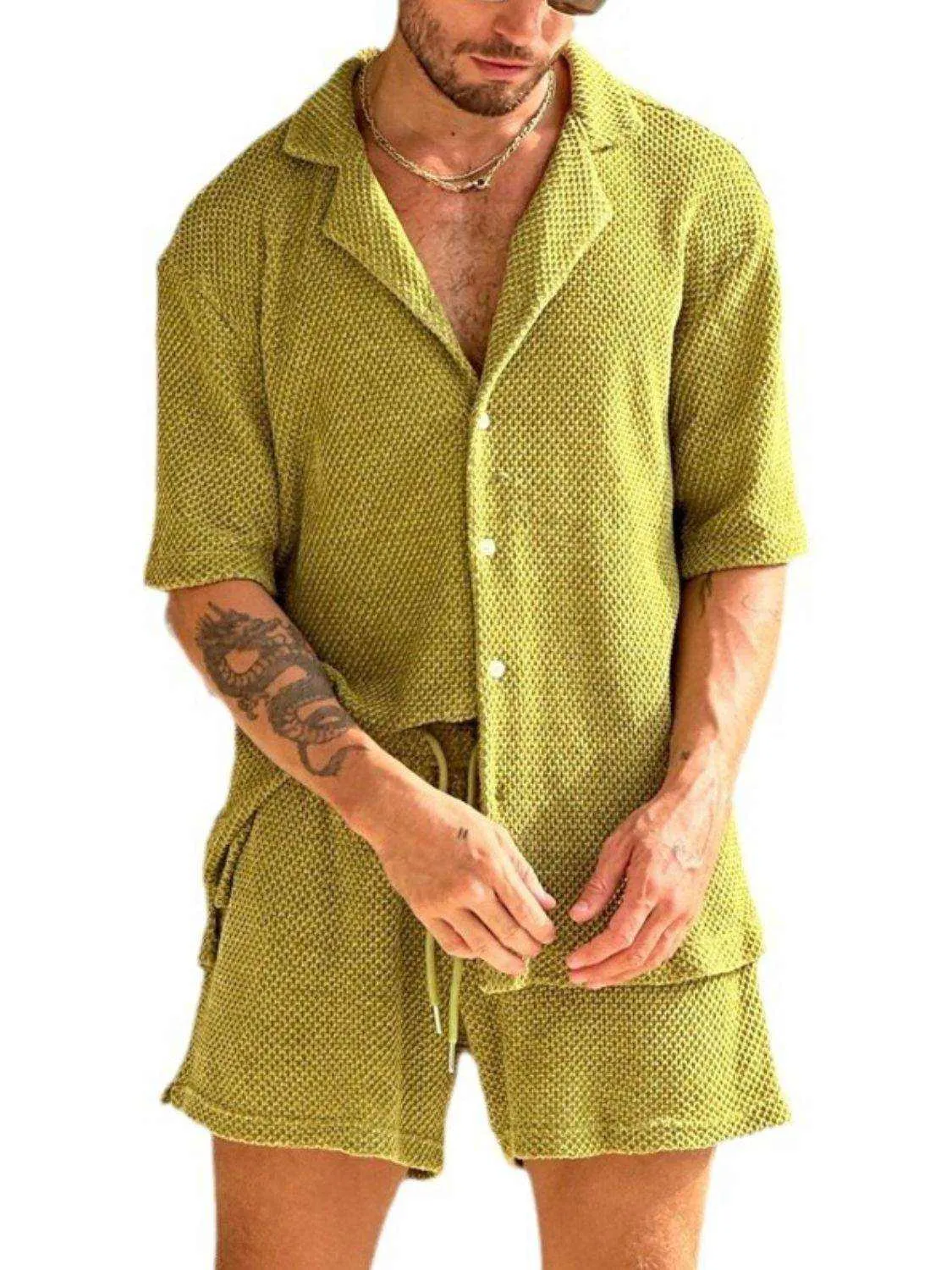 Button Down Half Sleeve Top and Shorts Set