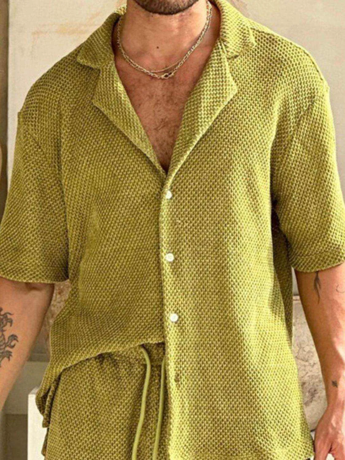 Button Down Half Sleeve Top and Shorts Set