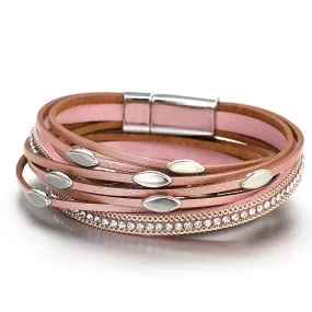 Classic Leather Bling Wrap Bracelet