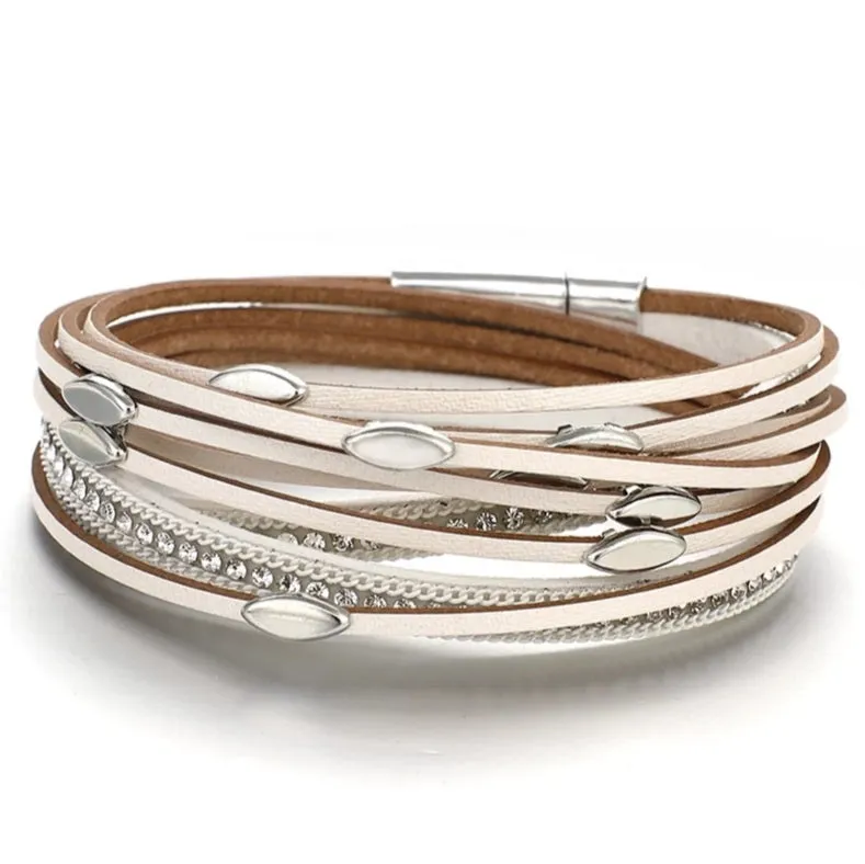 Classic Leather Bling Wrap Bracelet