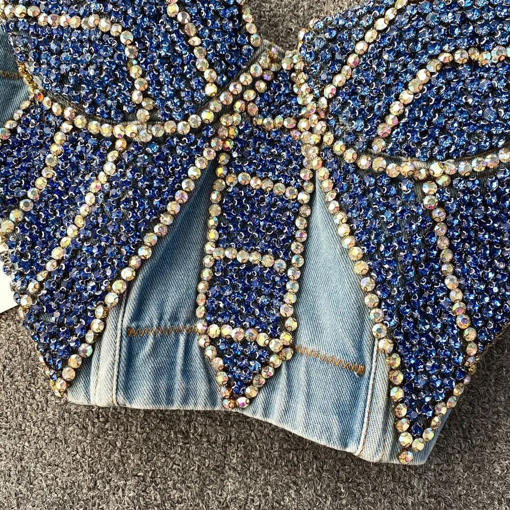 Denim Butterfly Built In Bra Diamond Camisole Top