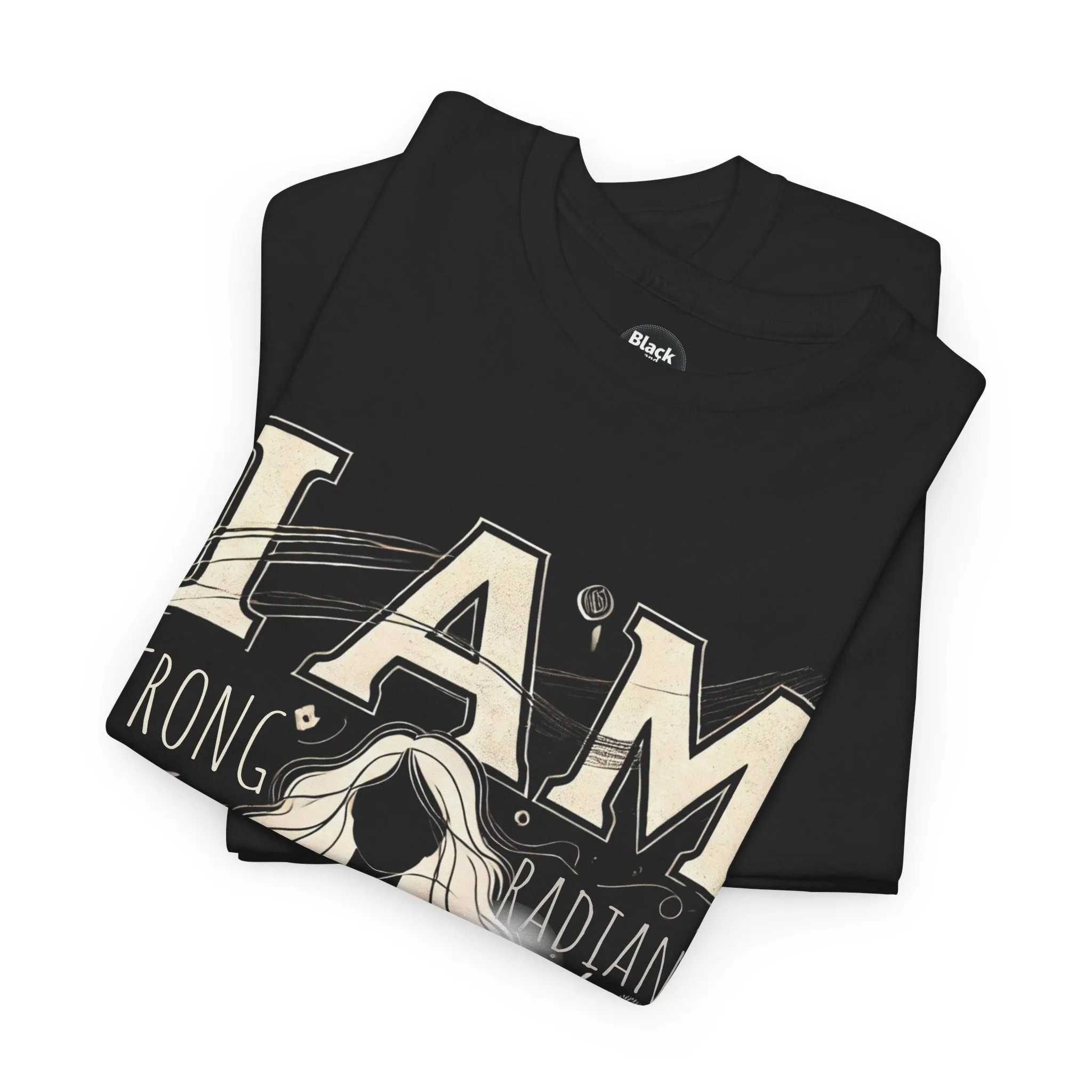 Empowerment Black Shirt for Women – I AM Affirmation Tee, Motivational Graphic T-Shirt, Positive Mindset Heavy Cotton Unisex Tee, Self-Love Gift