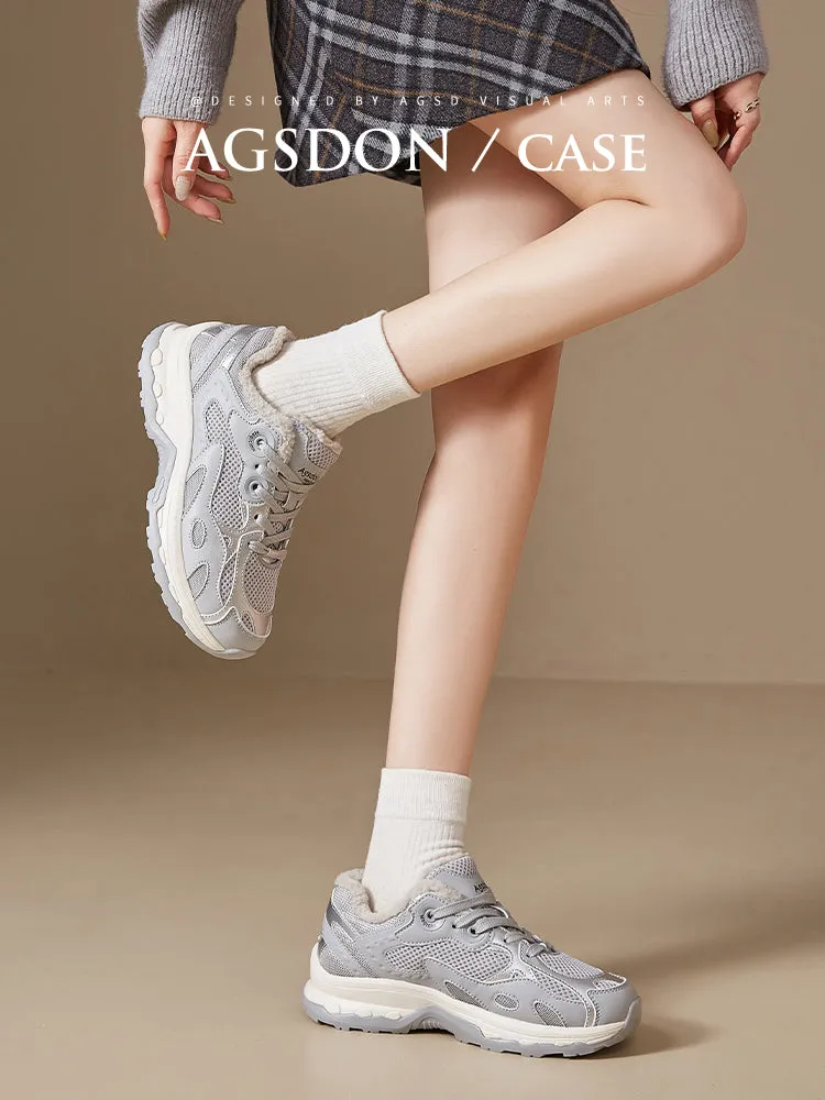 Fleece-Lined Sneakers Women's Winter 2024 New Arrival Thickened Heattech Hiking Cotton Shoes Thick Sole Casual Outdoor Snow Boots