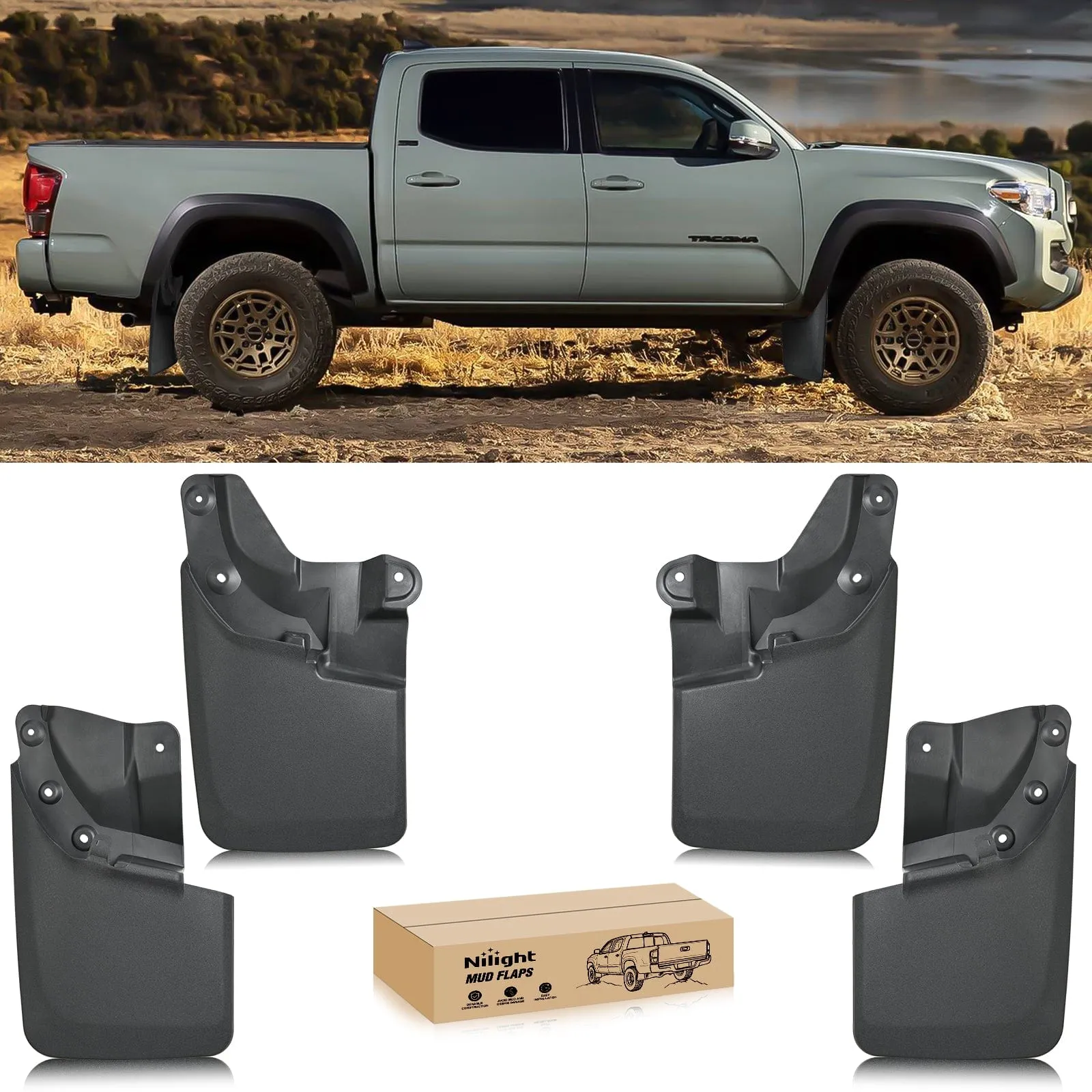 Front & Rear Set Mud Flaps for Toyota Tacoma 2016-2023