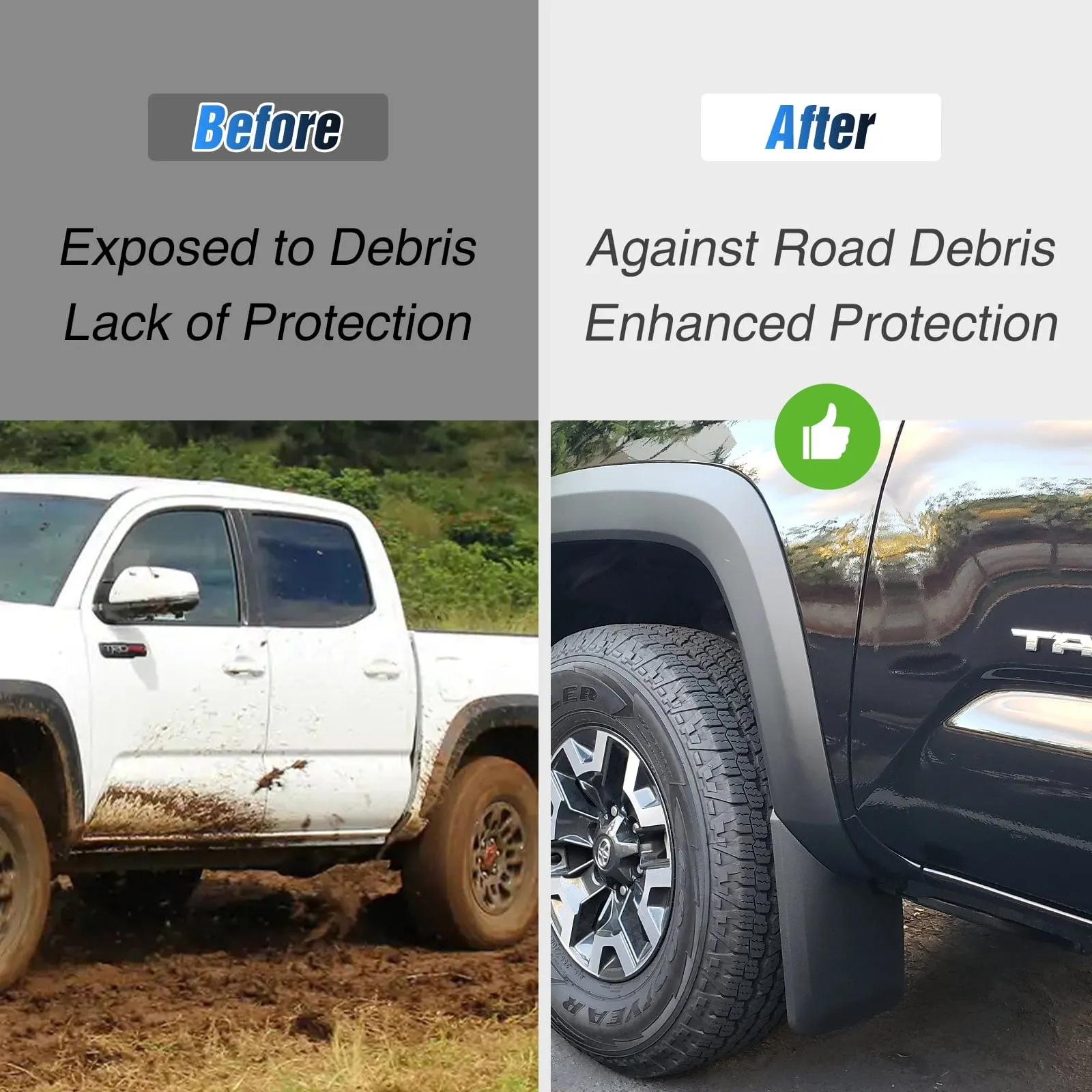 Front & Rear Set Mud Flaps for Toyota Tacoma 2016-2023
