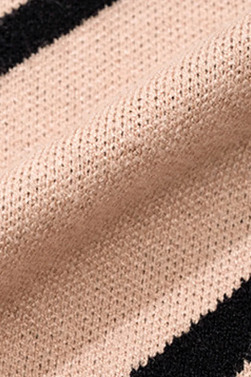 HBT1252 Striped Hip-wrapped Slit Sweater Dress