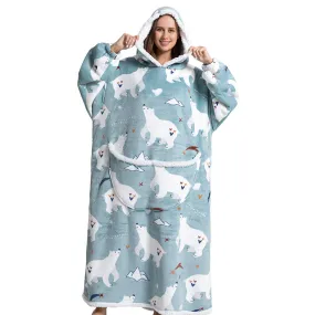 Hoodies Blankets Animal Cartoon Warm Thick Lambskin Pajamas