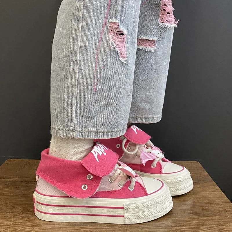 Kawaii Rose Red High-top Canvas Shoes