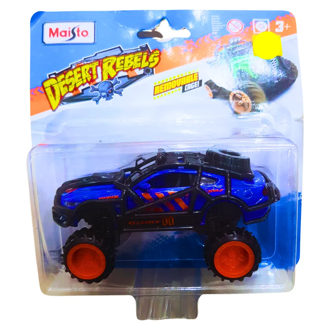 Maisto Desert Rebels Off-Road Monster Truck – Blue & Orange with Removable Cage – For Ages 3 