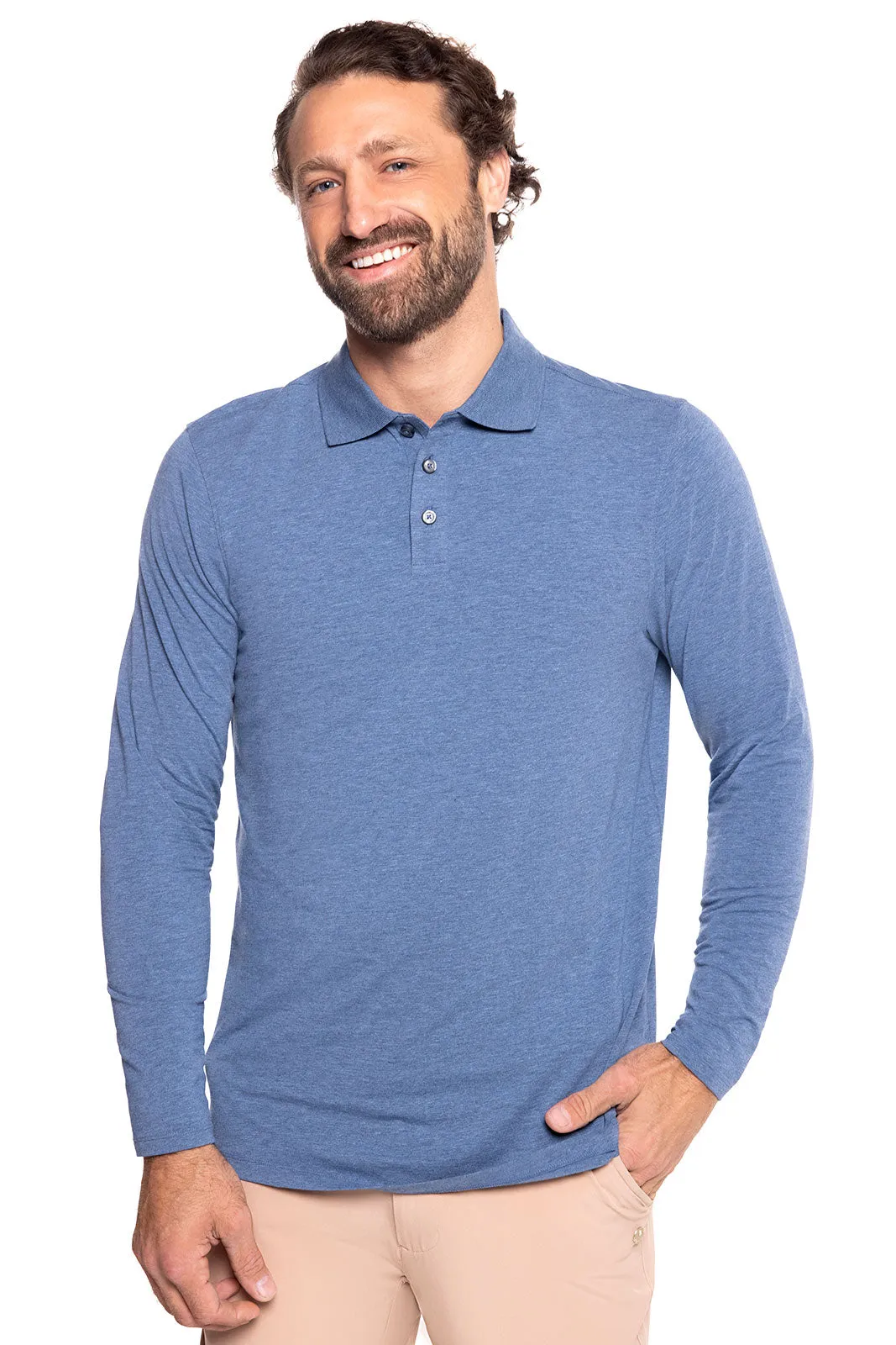 Men's Coppitt Long Sleeve Weekend Polo | Tidal Blue Heather