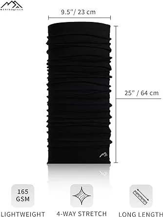 Merino Neck Gaiter 165 Black pack of 2