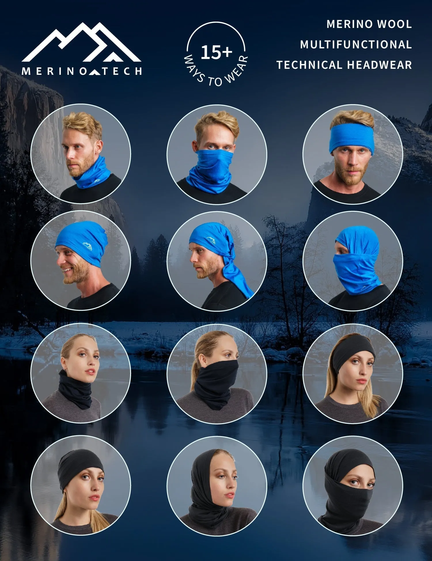 Merino Neck Gaiter 165 Grey Shades