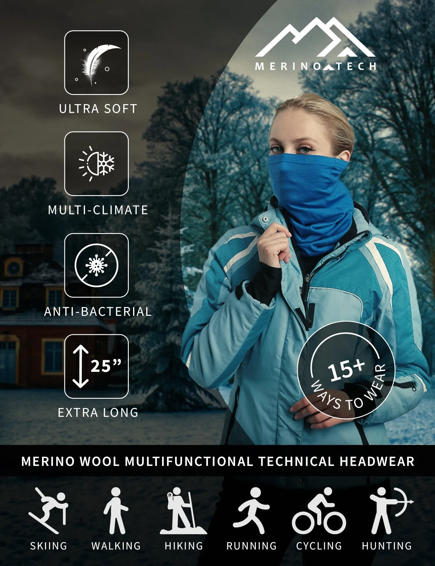 Merino Neck Gaiter 165 Grey Shades