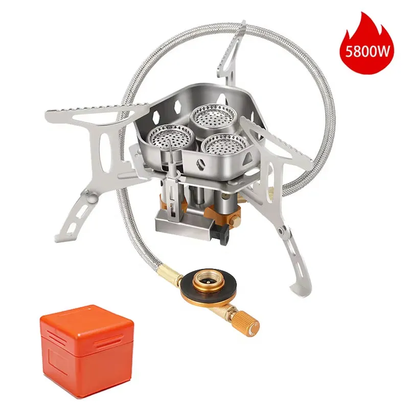 Outdoor Camping Head Stove Tourist Portable Windproof Stove Camping Picnic Survive Burner 5800W Big Power Foldable Gas Stove