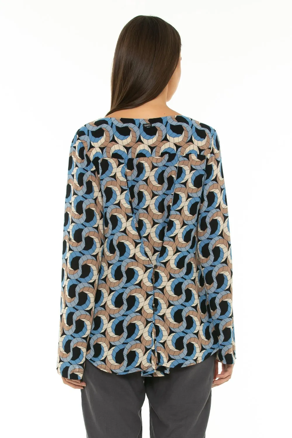 Pre-Order Long Sleeve Blouse Escher Dark Blue
