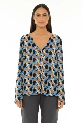 Pre-Order Long Sleeve Blouse Escher Dark Blue