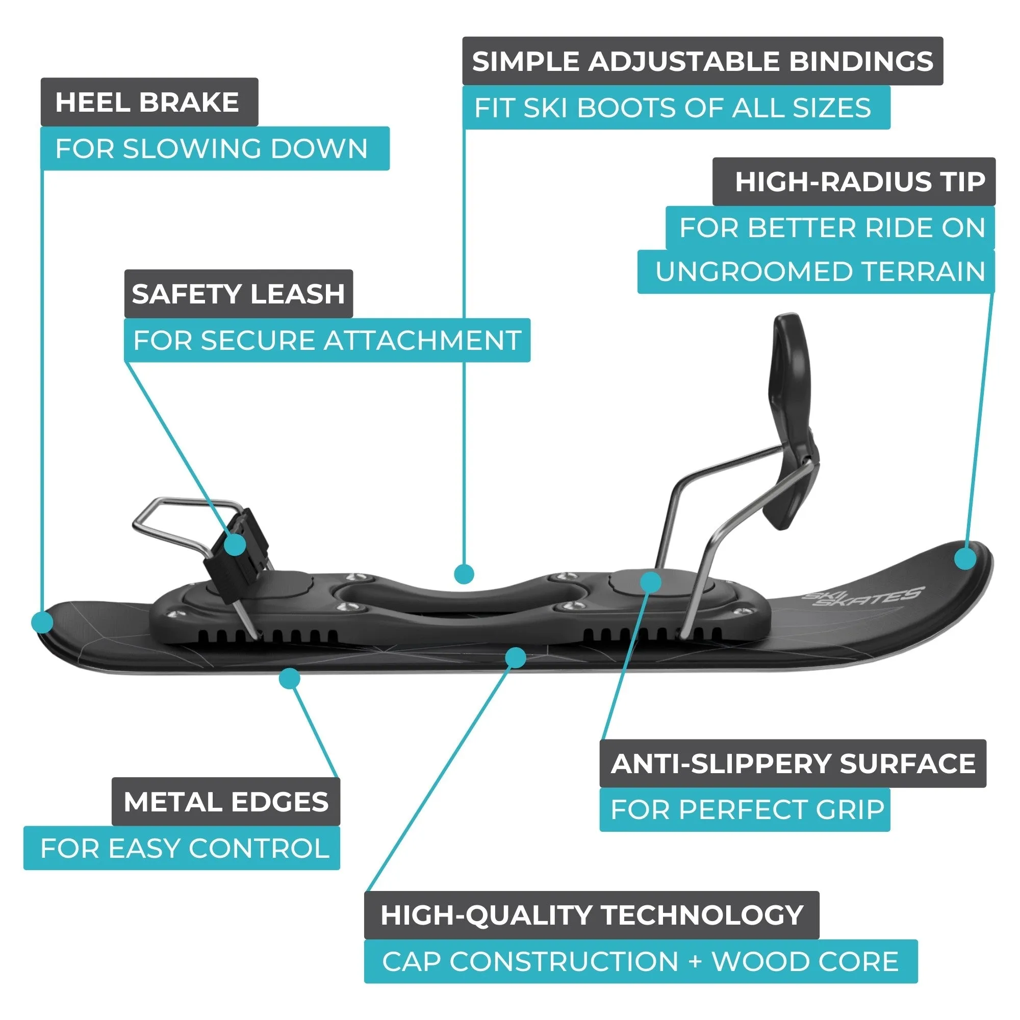 Skiskates by Snowfeet* | 44 CM | Skiblades Snowblades Skiboards Mini Skis