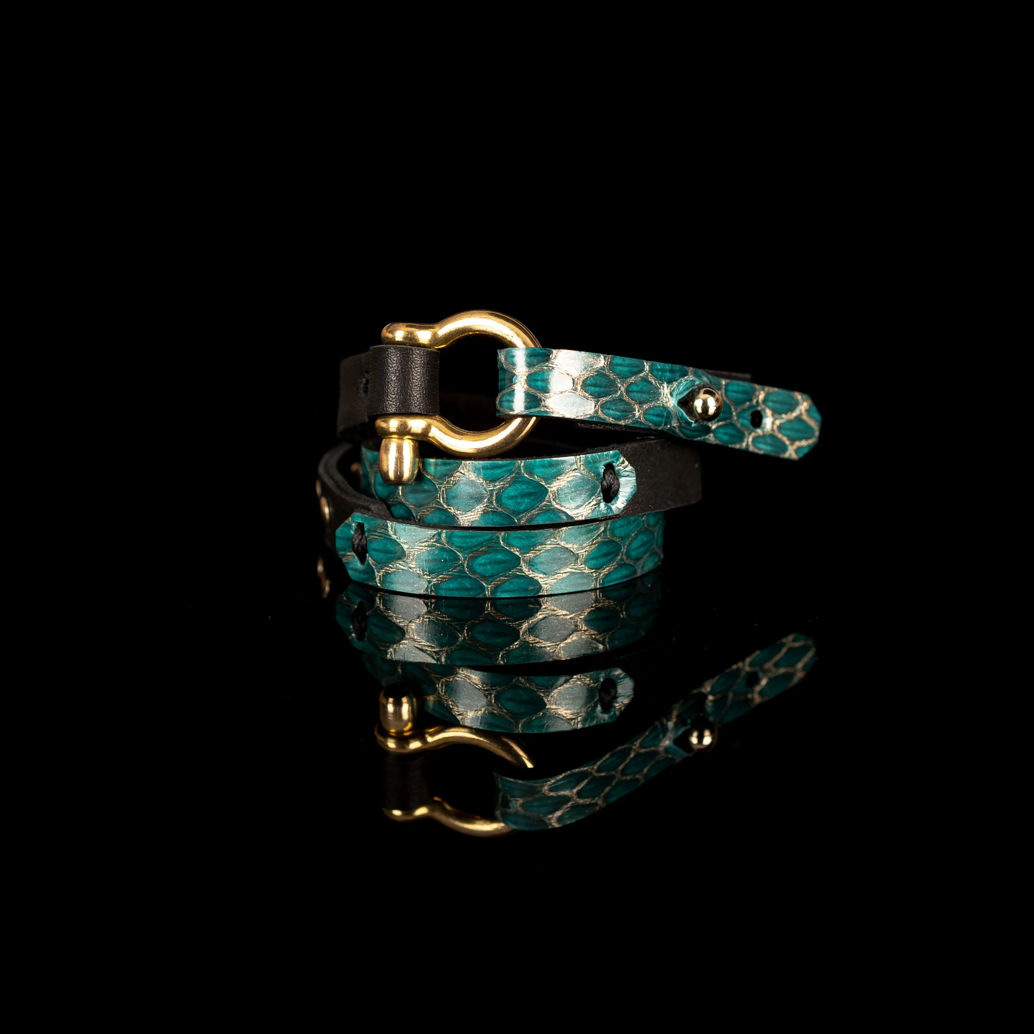 The Buckle Green Leather Double Wrap