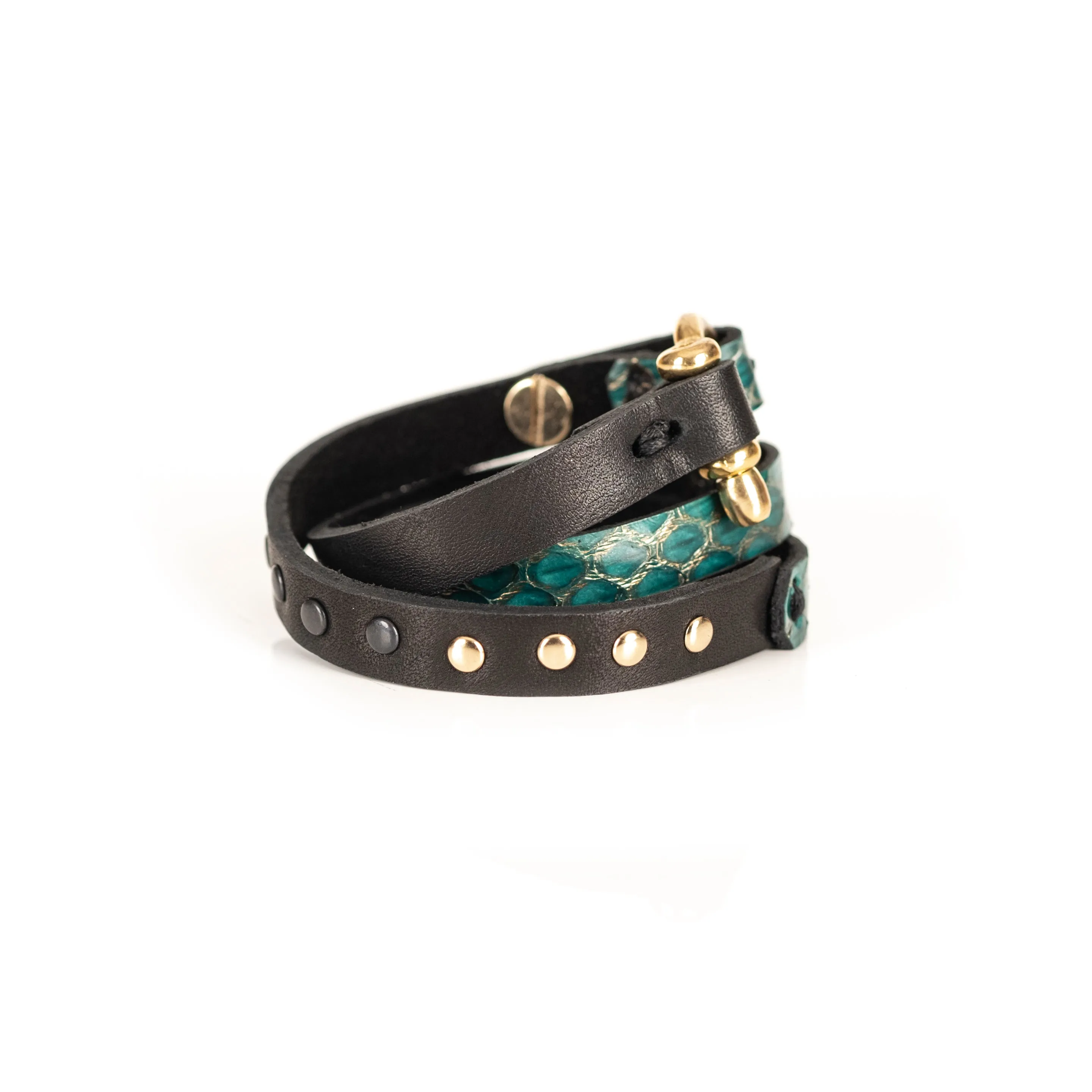 The Buckle Green Leather Double Wrap