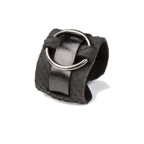 The Circular Black Leather Cuff