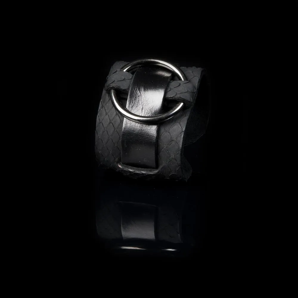 The Circular Black Leather Cuff