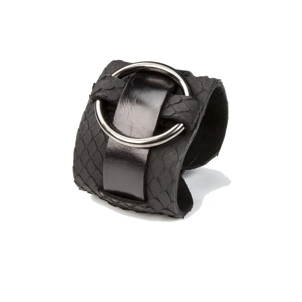 The Circular Black Leather Cuff
