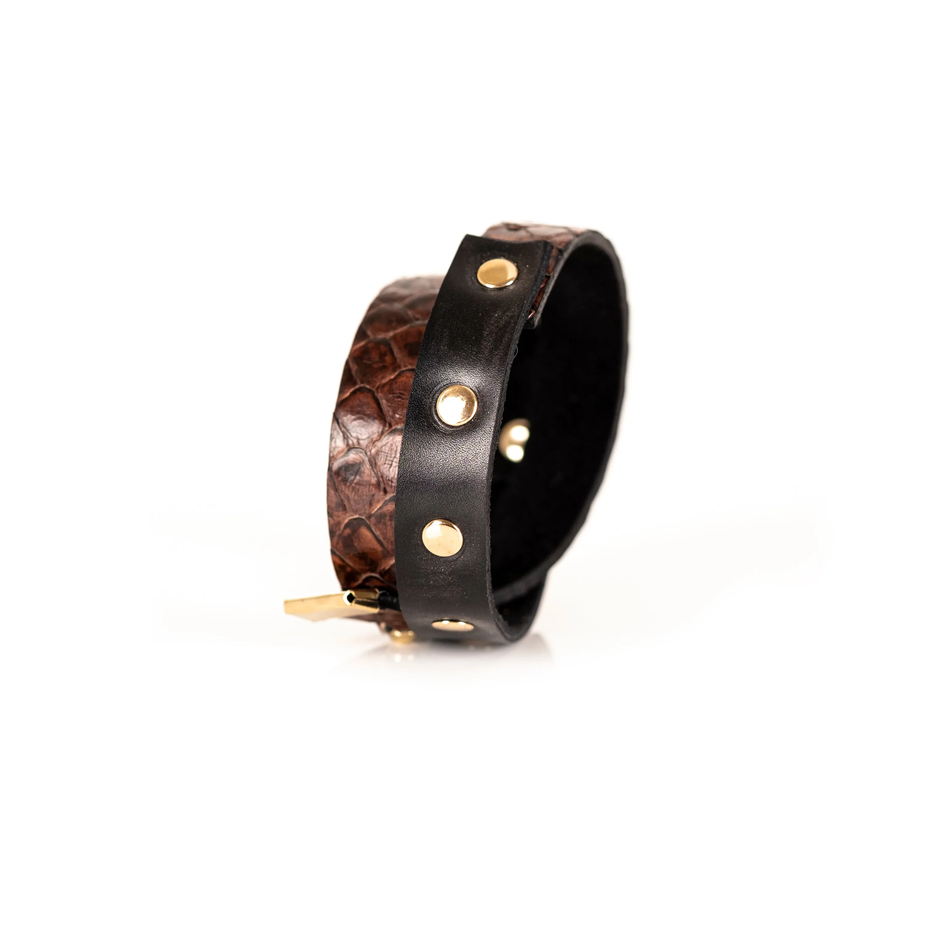 The Duo Leather Double Wrap Bracelet With Studs
