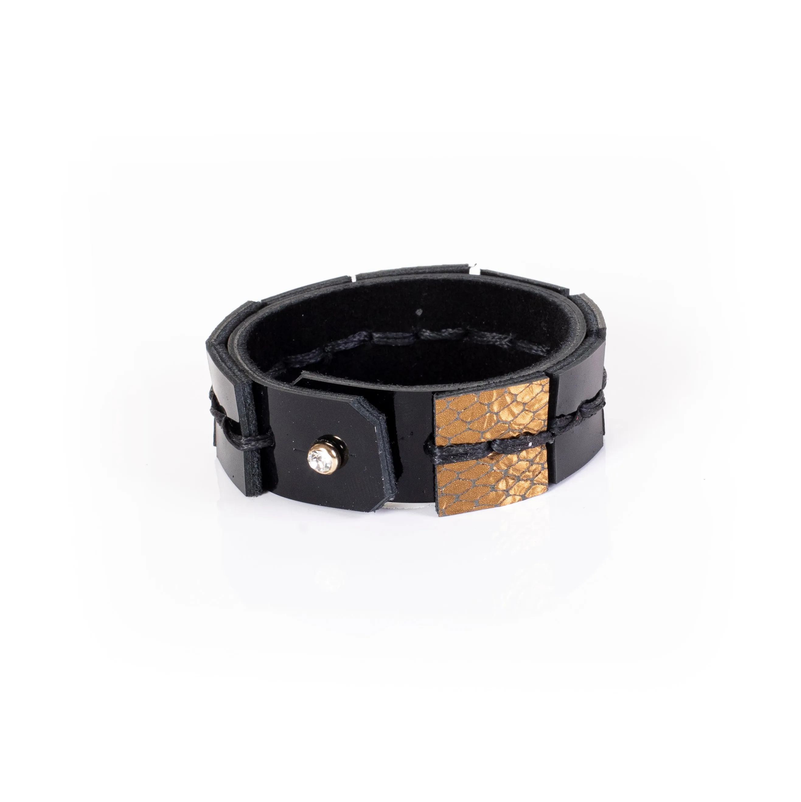 The Golden Hand Stitched Leather Bracelet