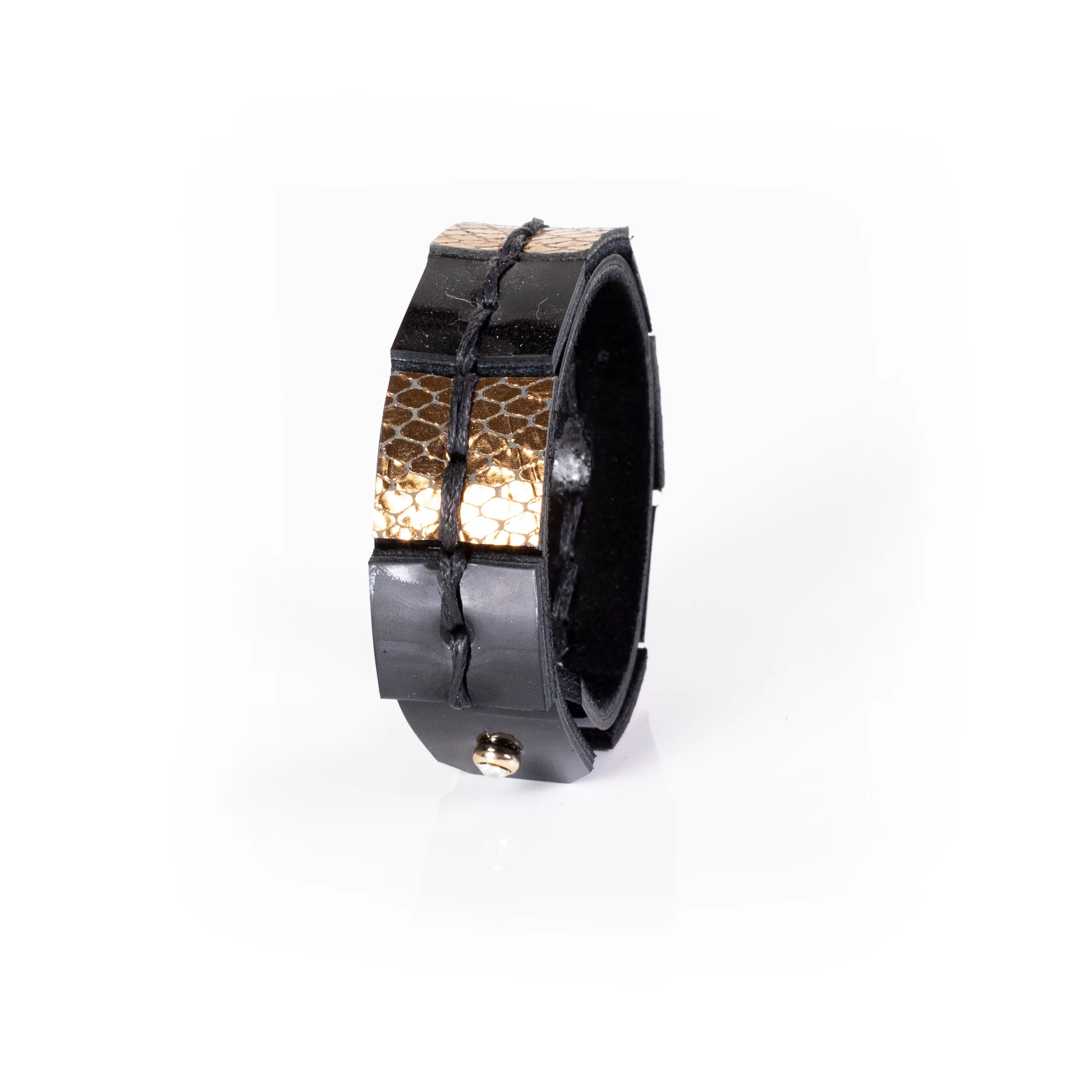 The Golden Hand Stitched Leather Bracelet