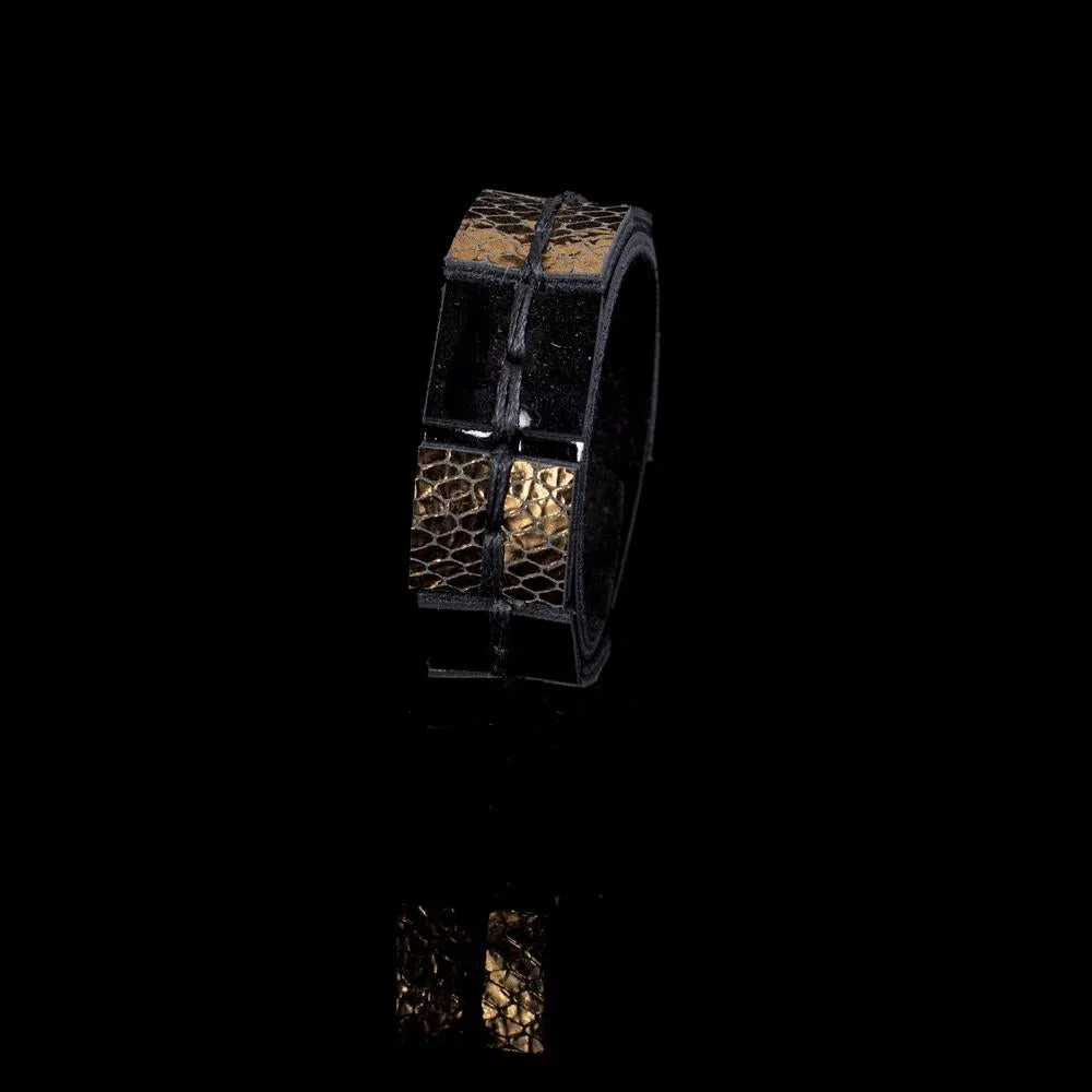 The Golden Hand Stitched Leather Bracelet