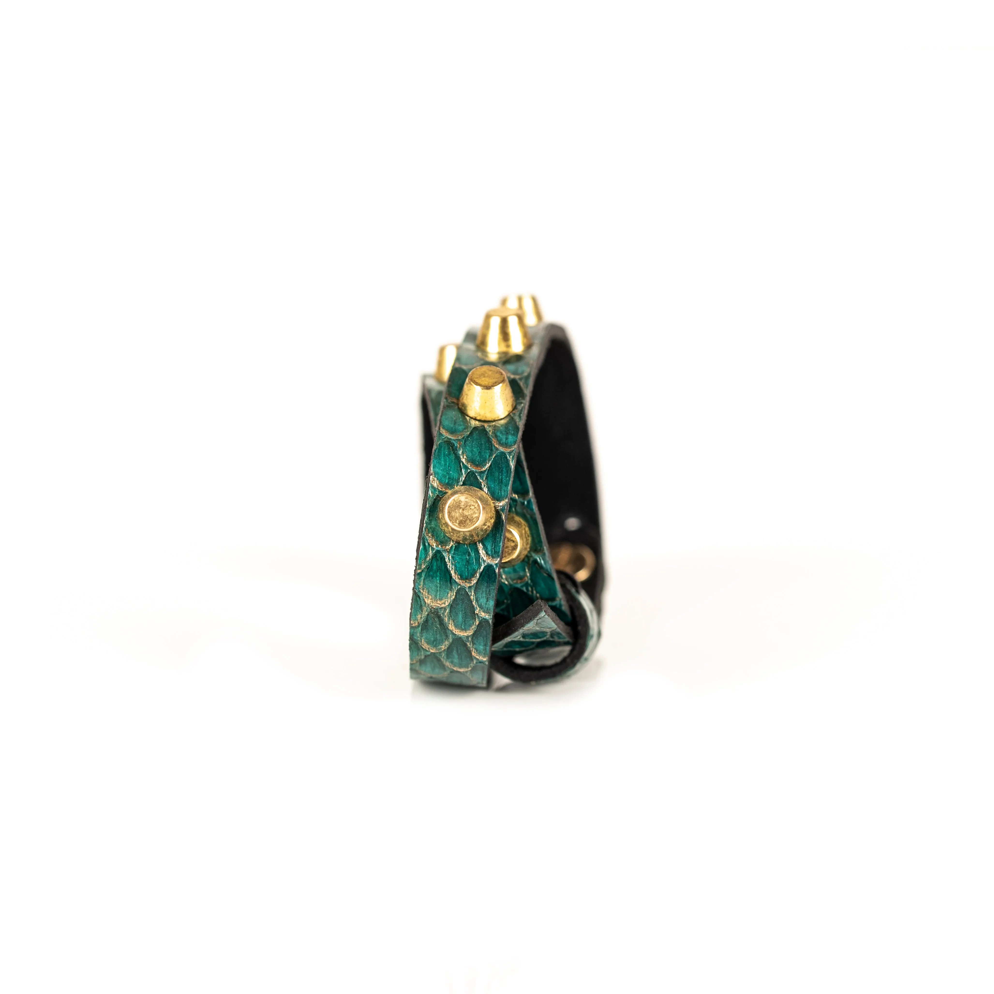 The Green Snake Skin Double Wrap bracelet With Studs