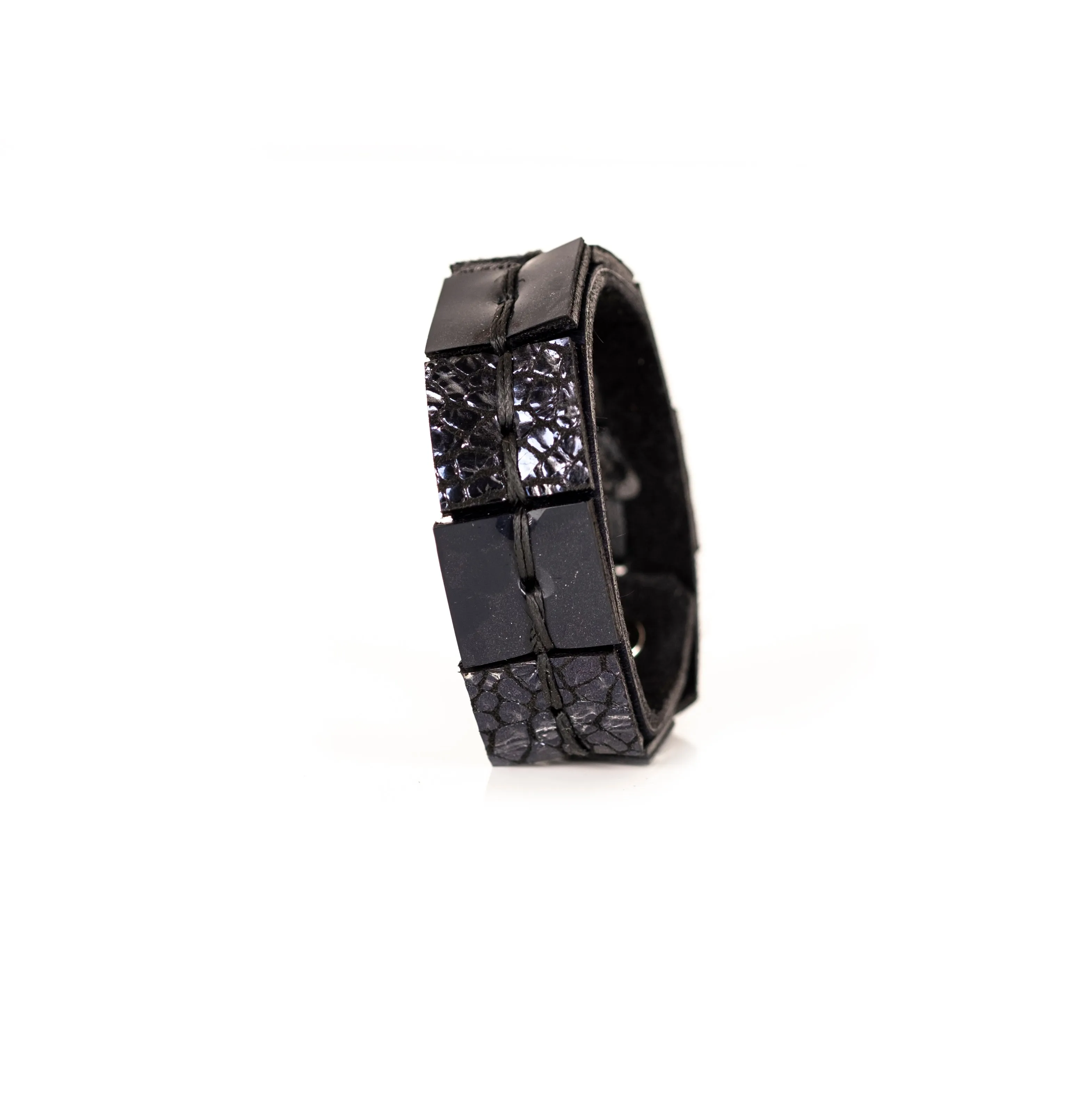 The Hand Stitched Navy Blue Leather Bracelet