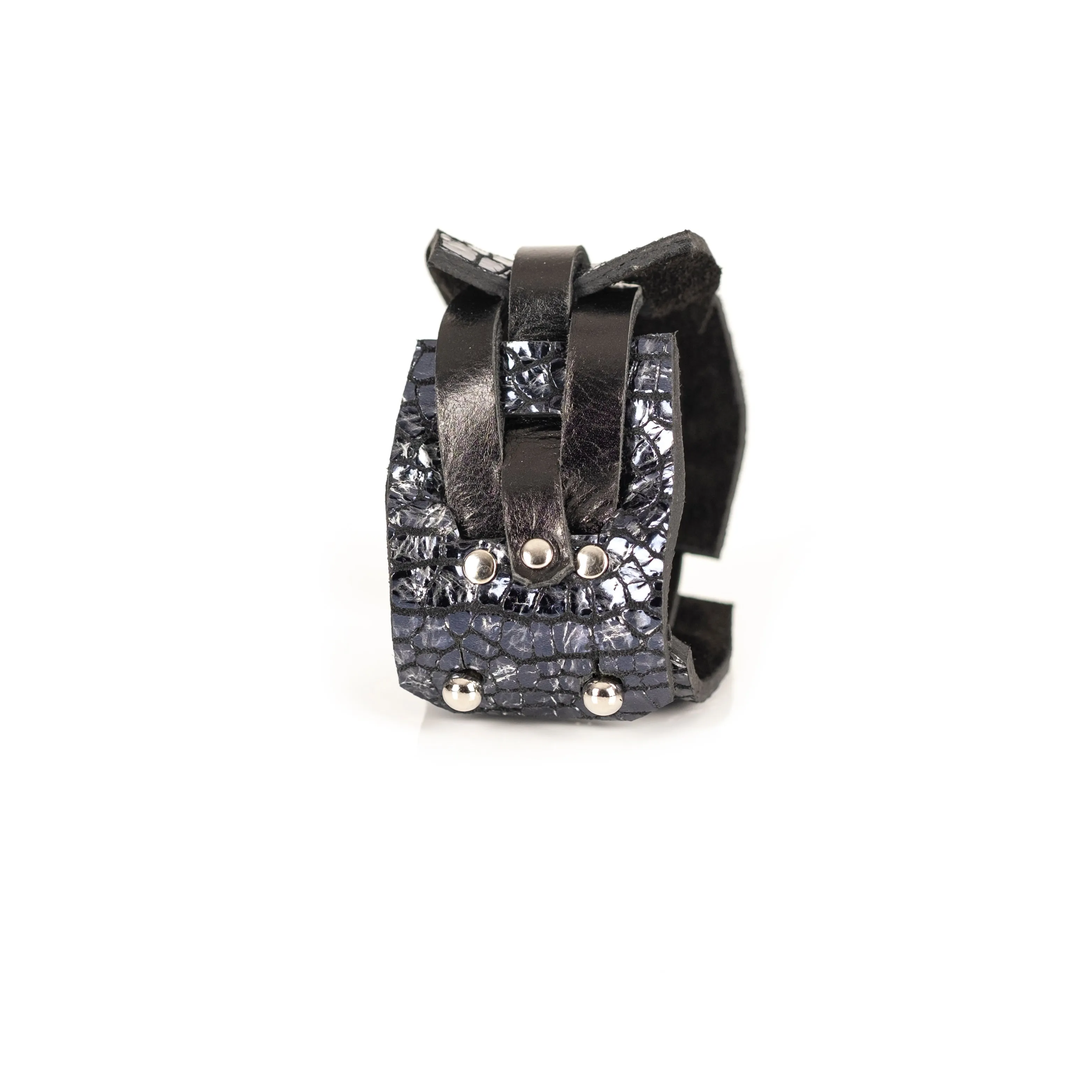 The Intertwined Black & Navy Leather Cuff