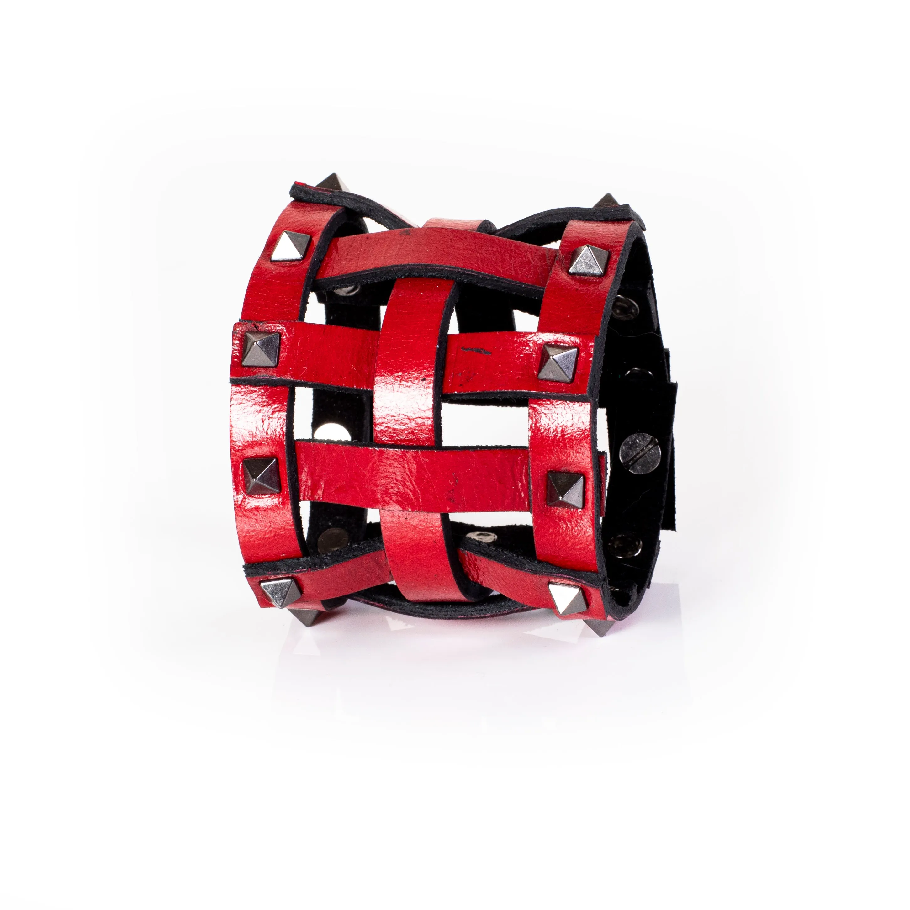 The Intertwined Red Valentine Leather Cuff