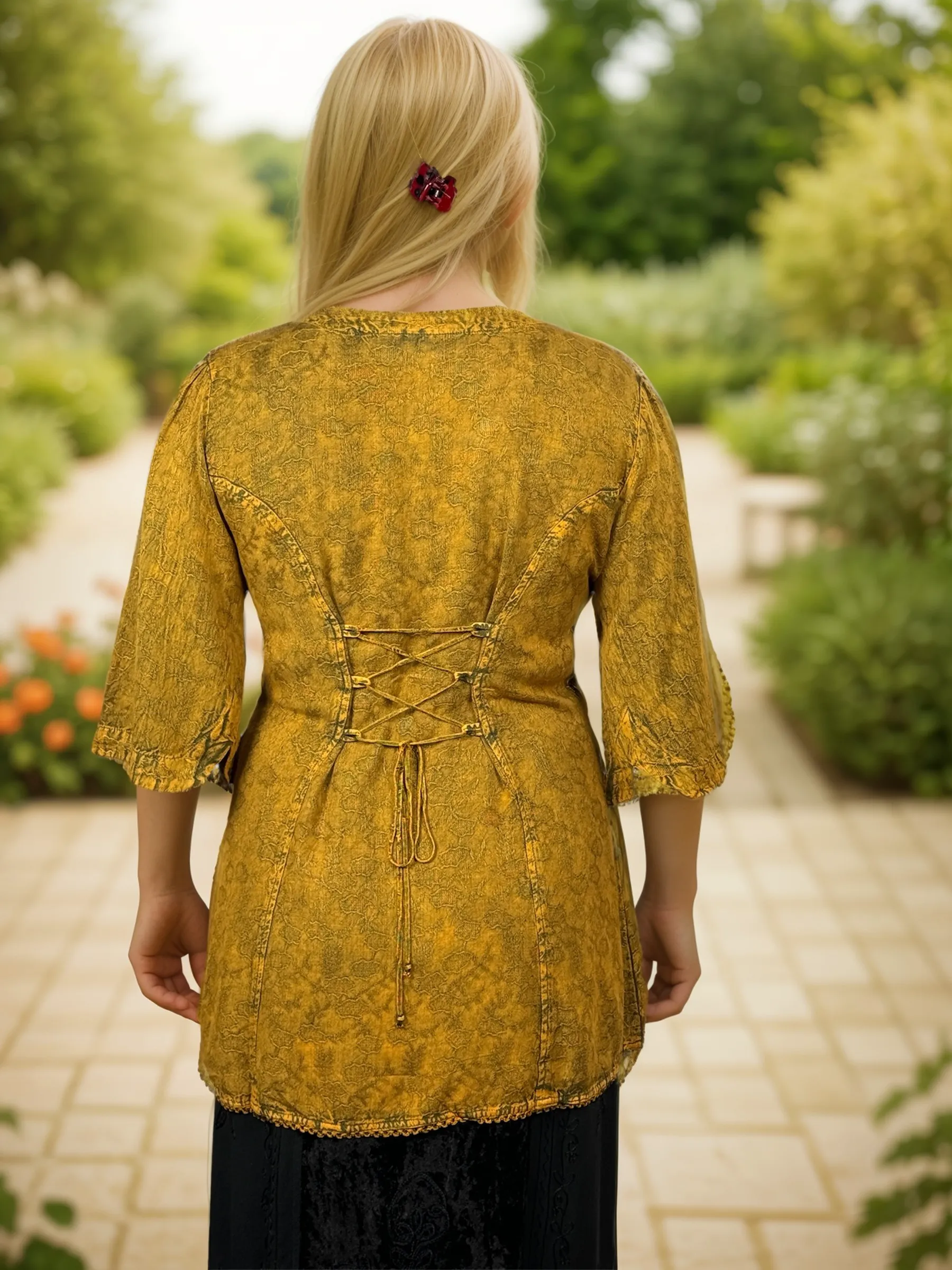Women's Bohemian Exotic Embroidered Short Sleeve Tunic Blouse ~ 603B