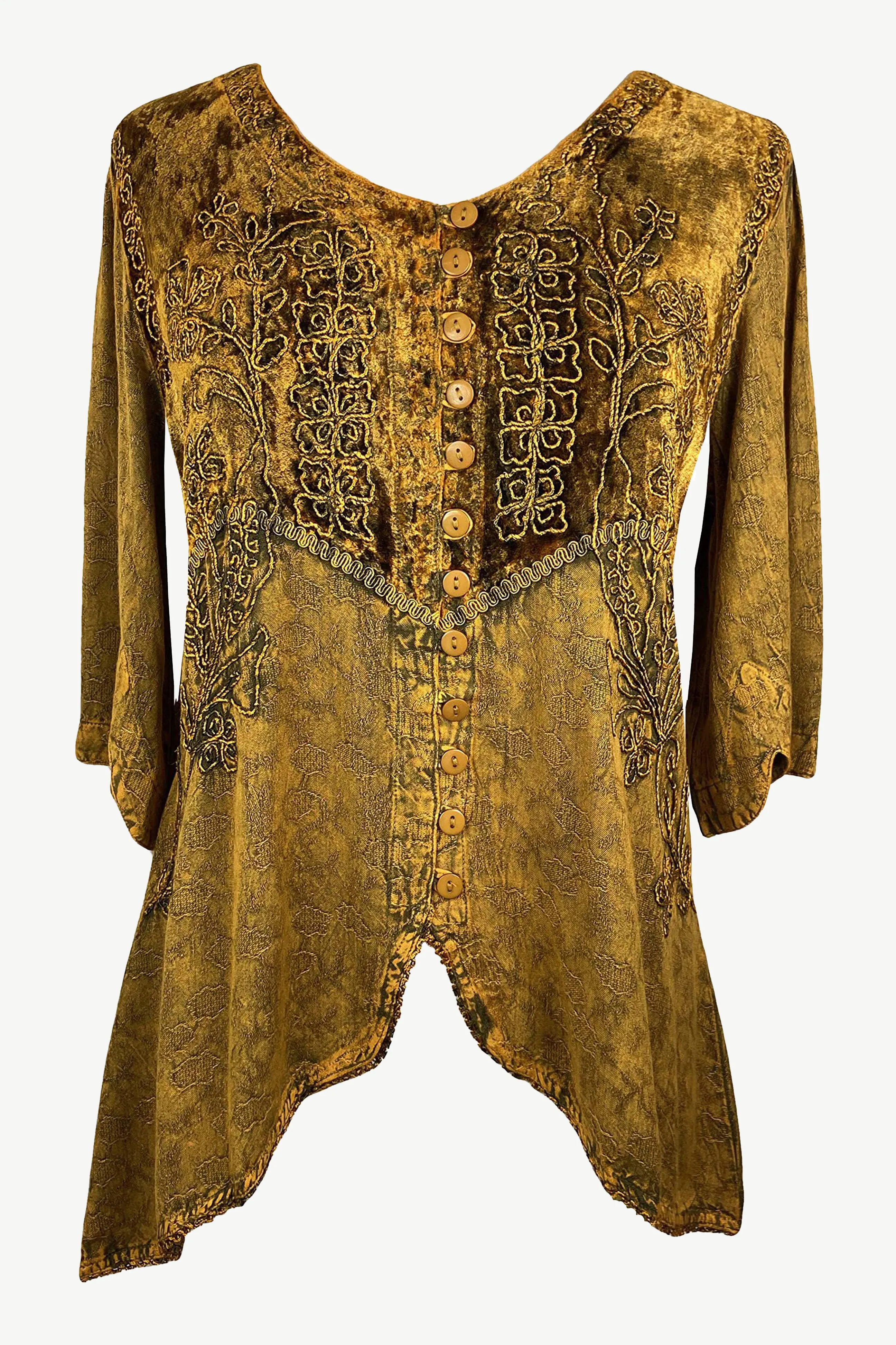 Women's Bohemian Exotic Embroidered Short Sleeve Tunic Blouse ~ 603B