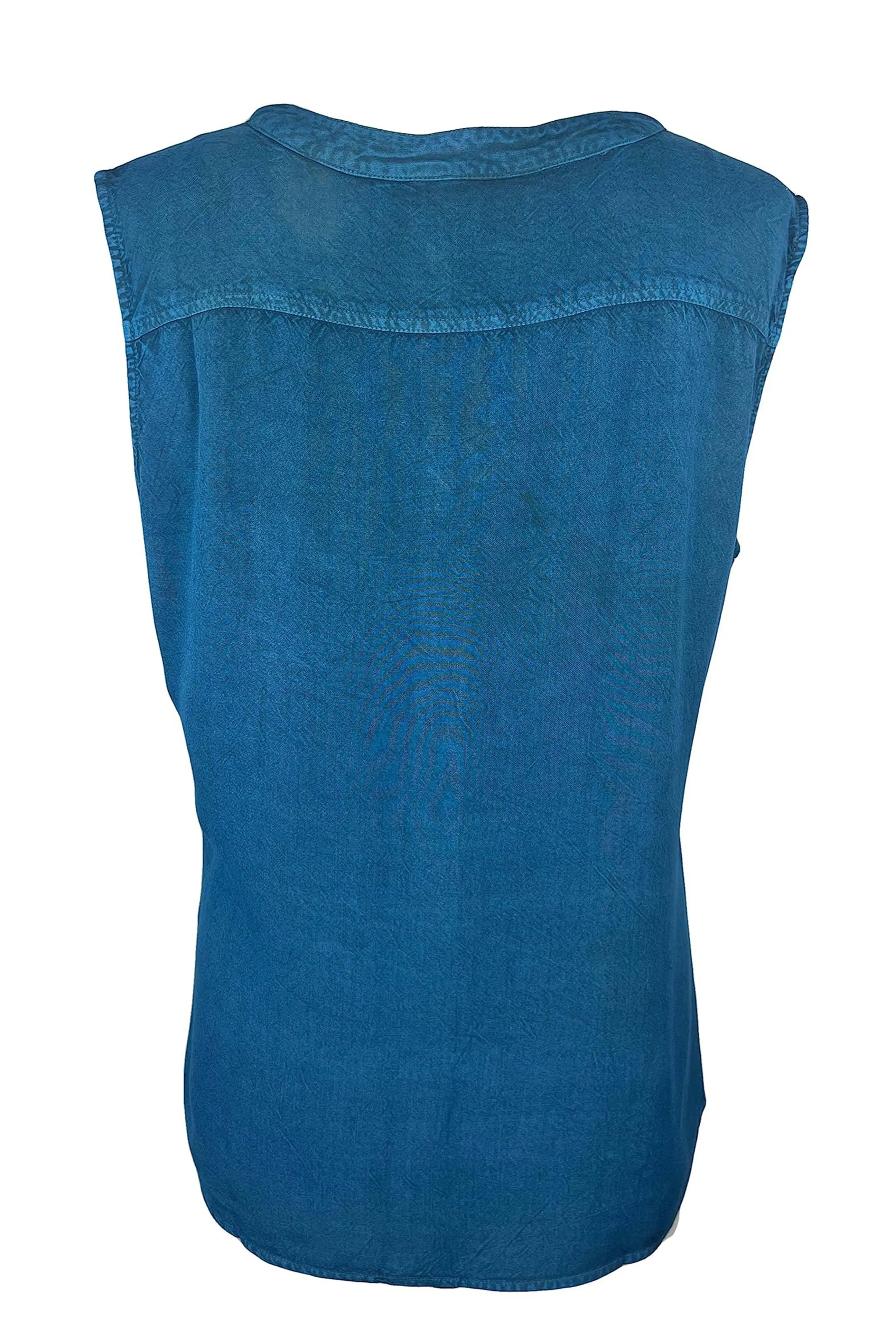 Women's Sleeveless Embroidered Bohemian Medieval Chic Summer Fashion Blouse Top