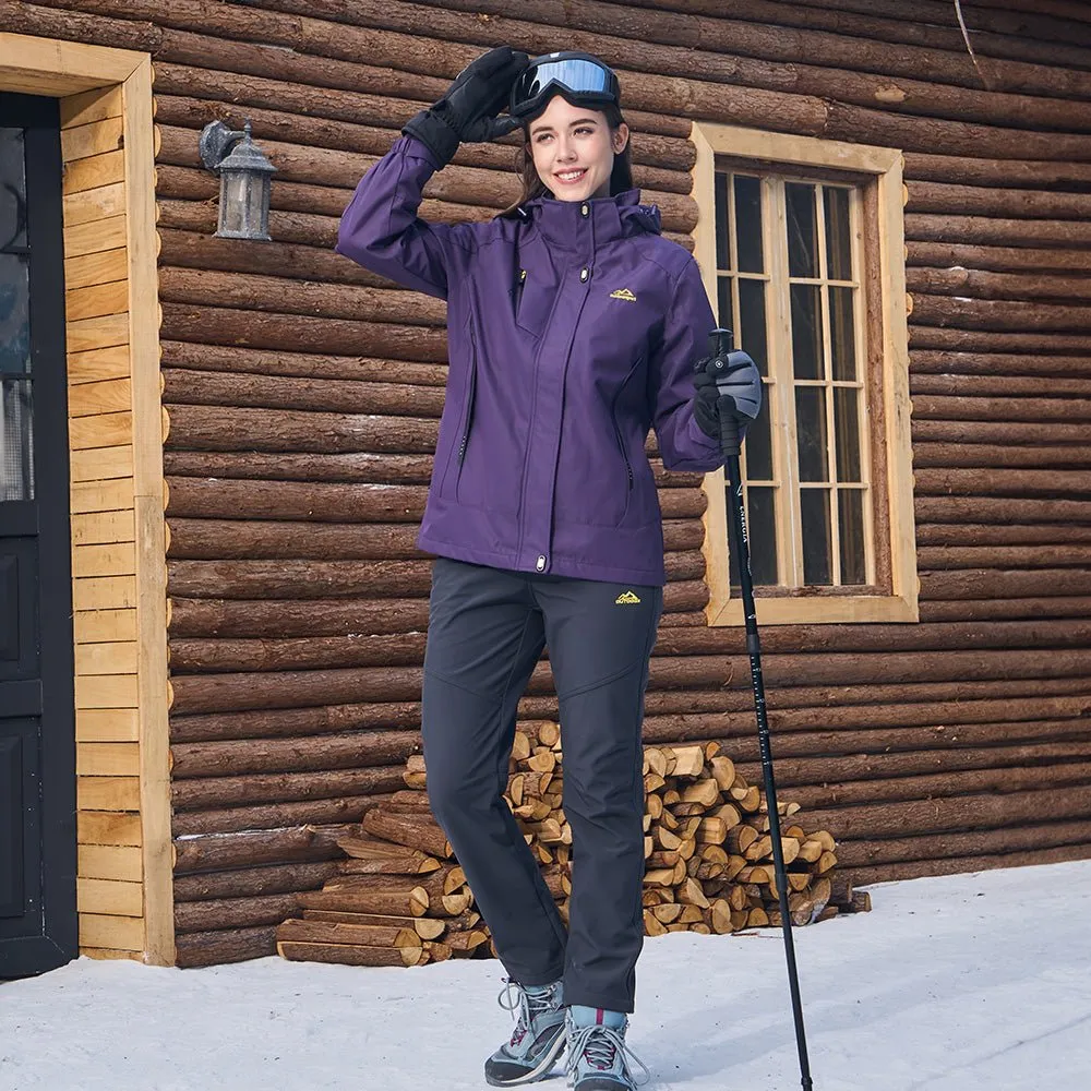 Women's Waterproof 3-in-1 Ski Jacket - Winter Snow Coat with Fleece Liner