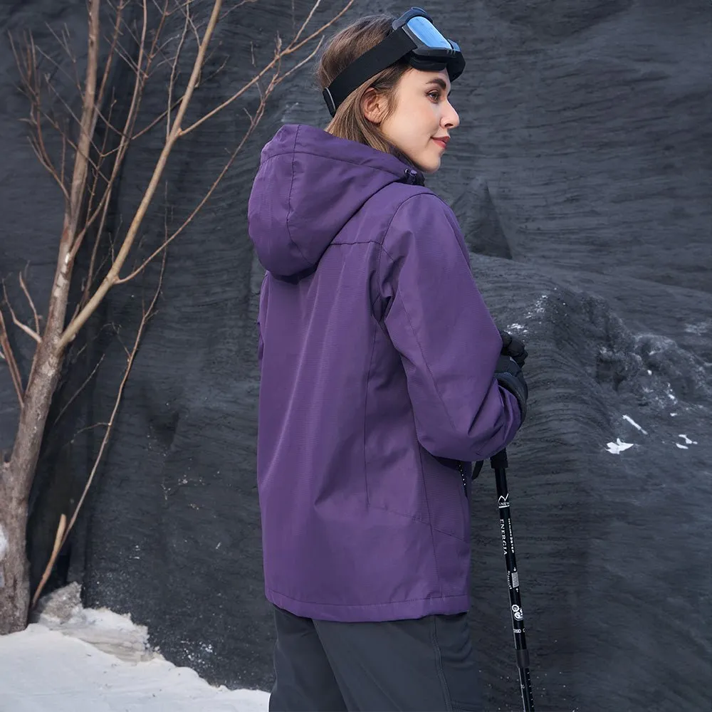 Women's Waterproof 3-in-1 Ski Jacket - Winter Snow Coat with Fleece Liner